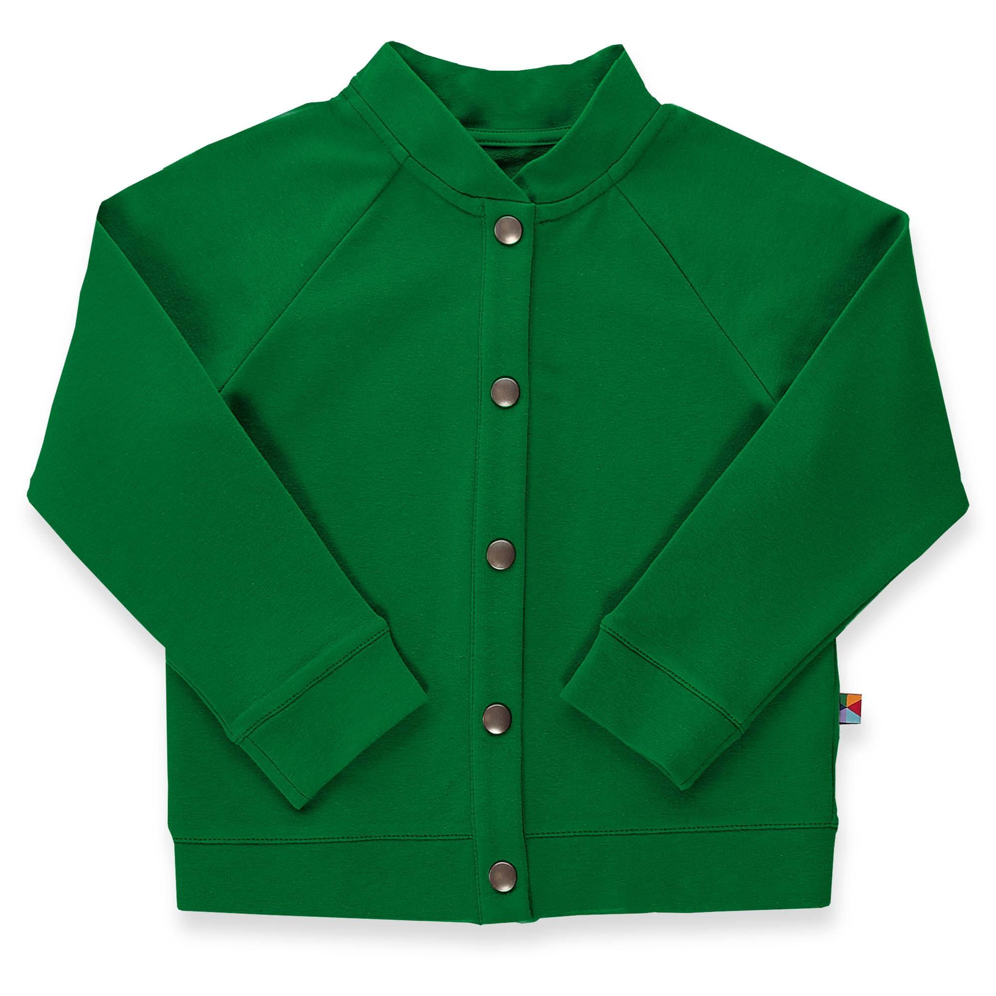 Green button-up bomber jacket