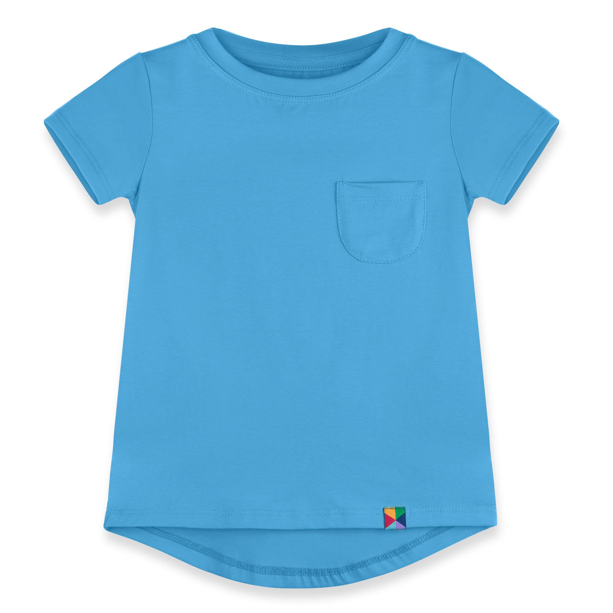 Pastel blue T-shirt with a pocket Junior