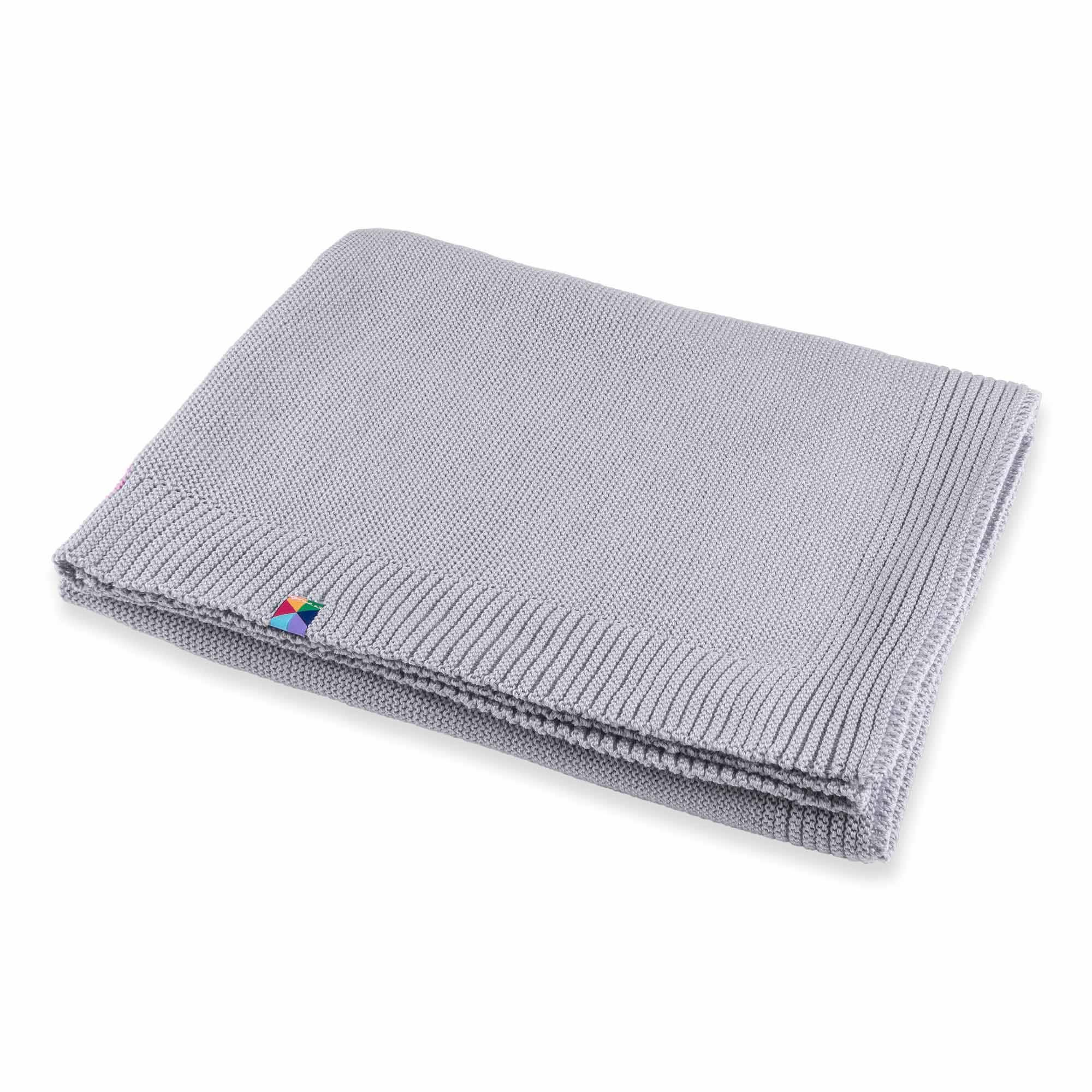 Grey melange merino wool knitted blanket