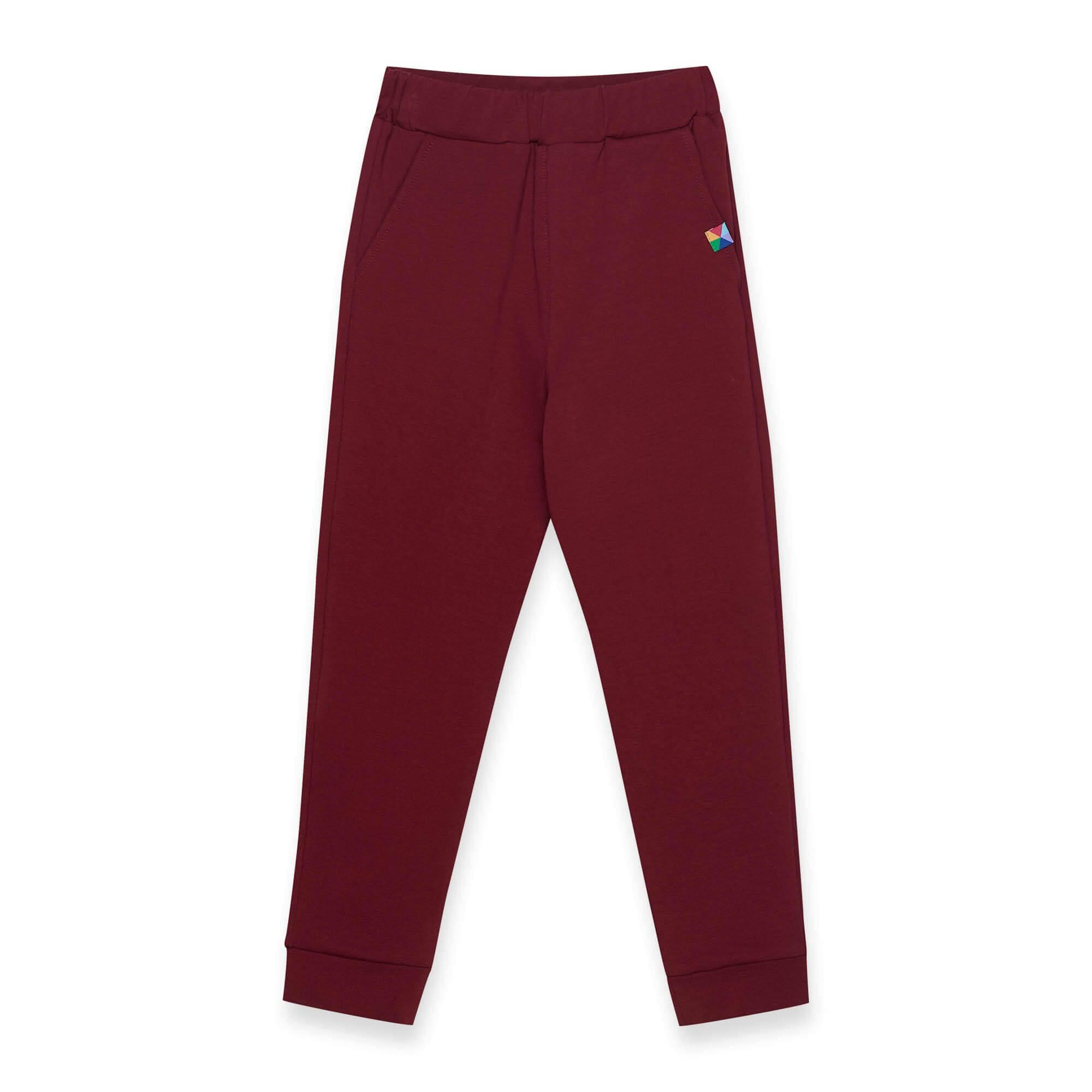 Burgundy joggers with a back pocket