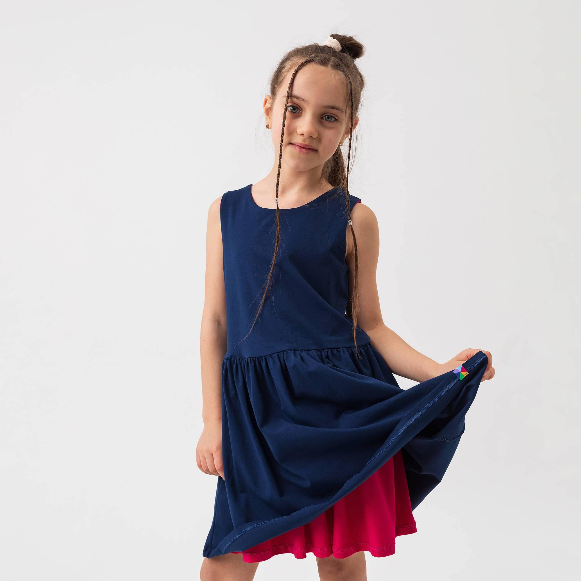 Navy blue - pink reversible dress