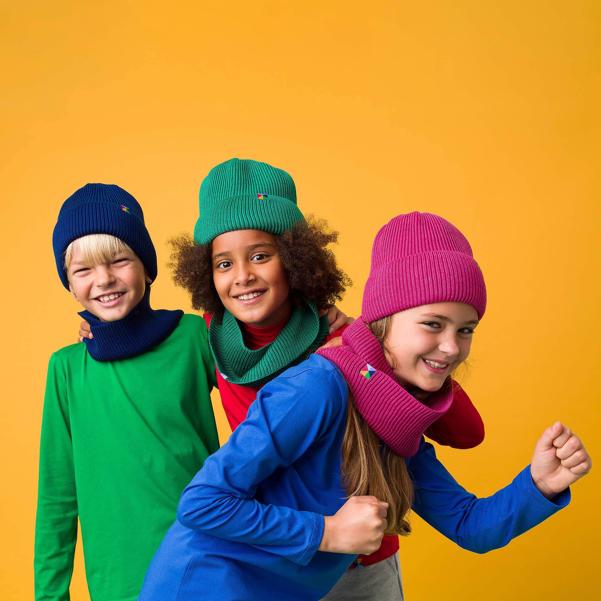 Navy blue merino wool hat kids