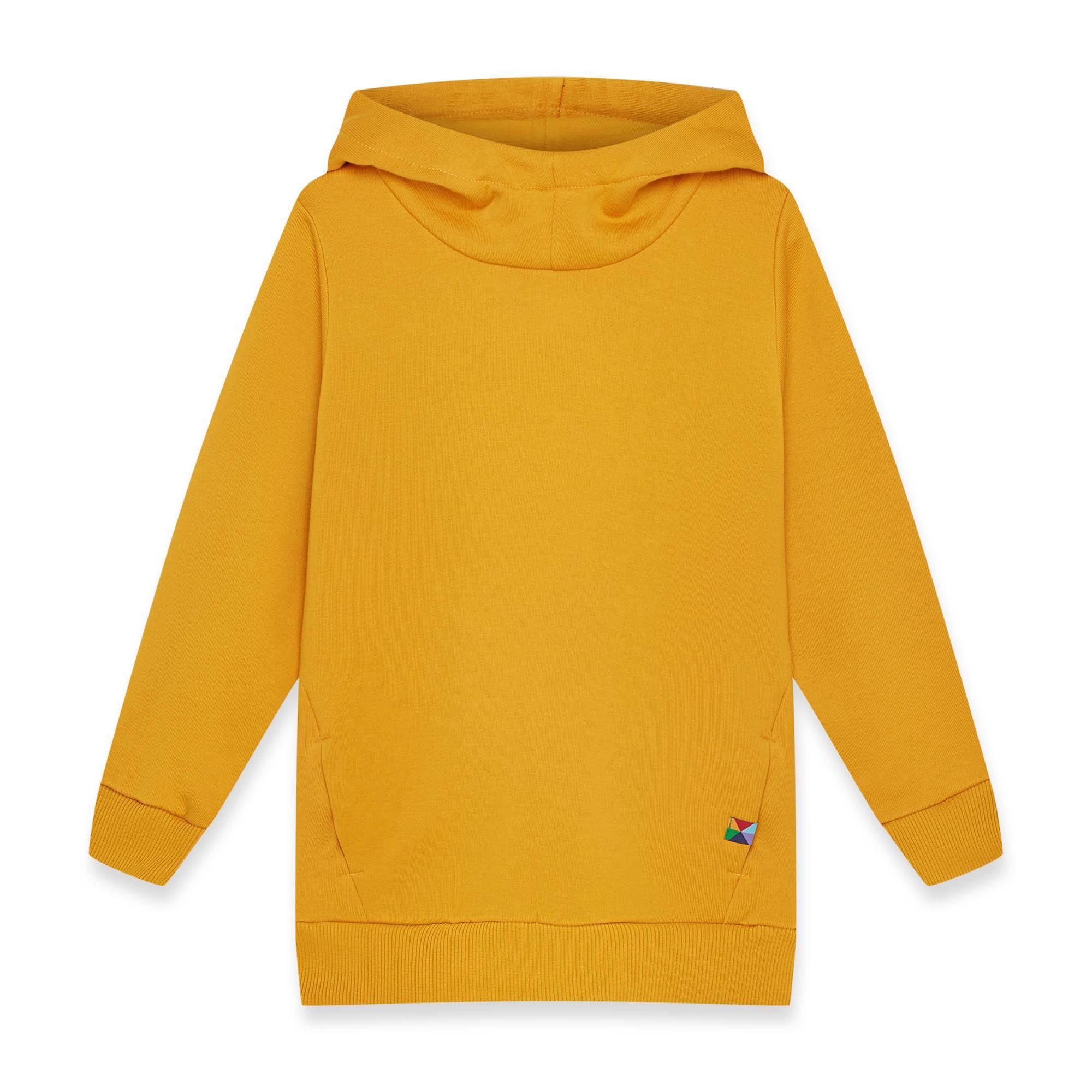 Mustard fleece-lined pullover hoodie