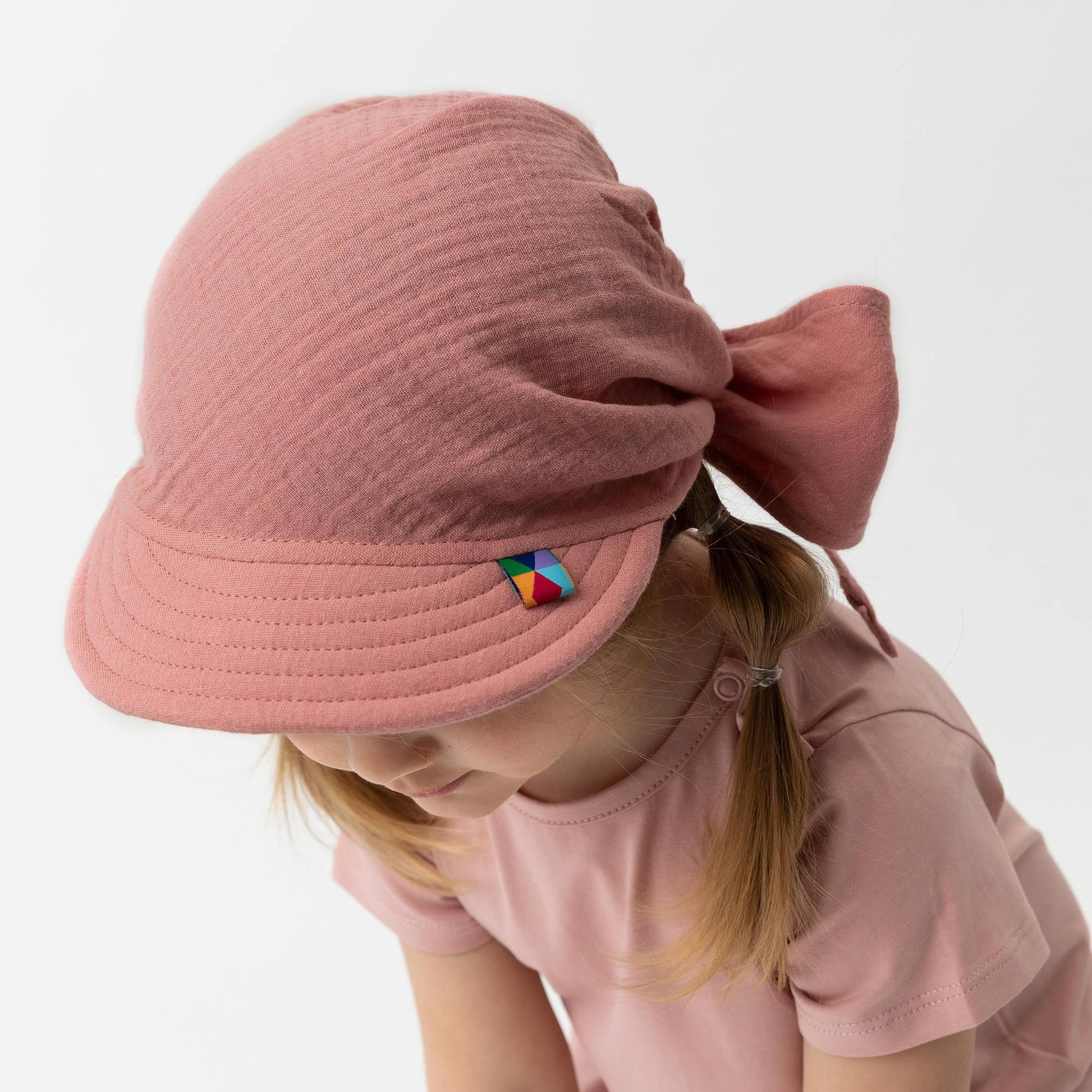 Pink muslin bandana hat