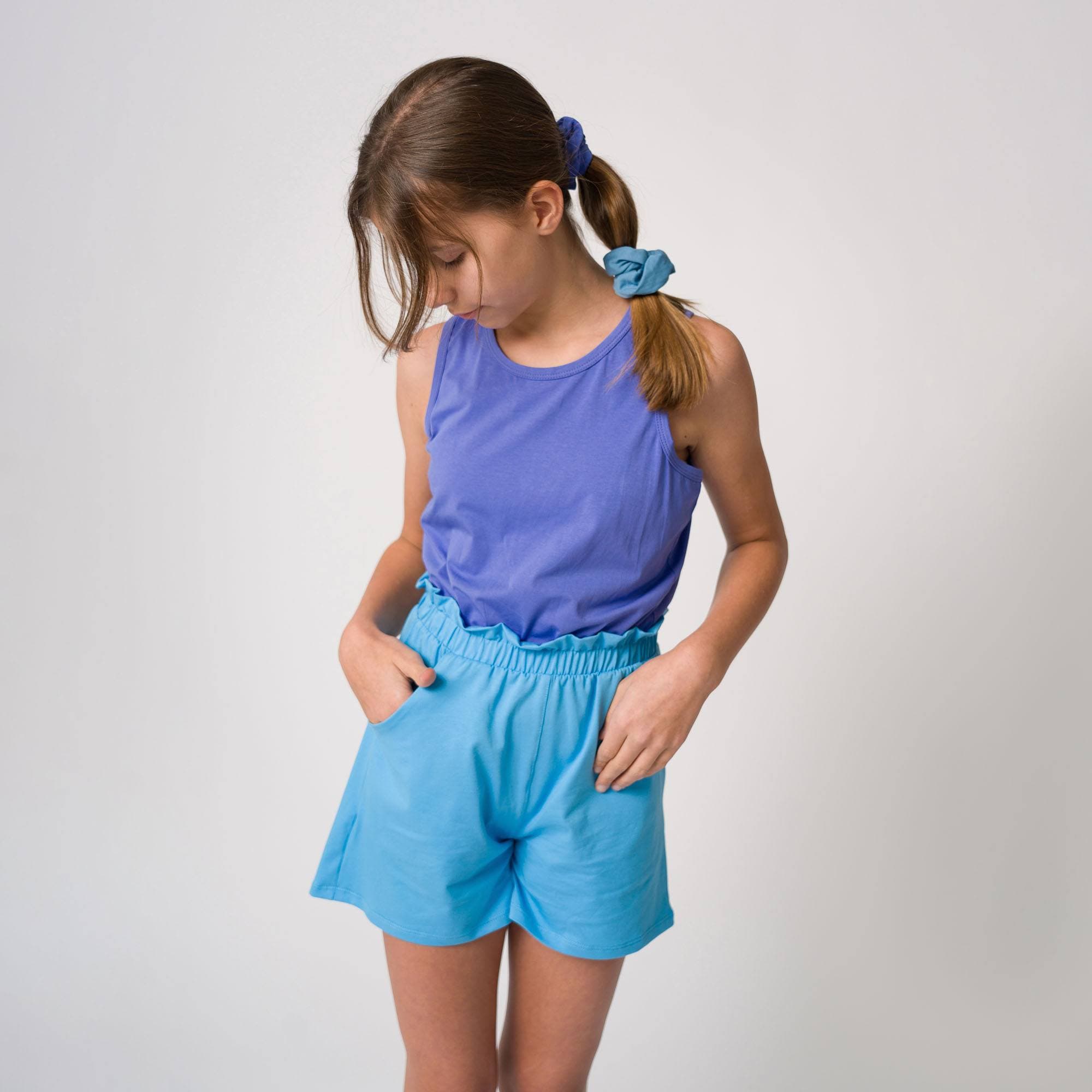 Pastel blue loose cut shorts Junior