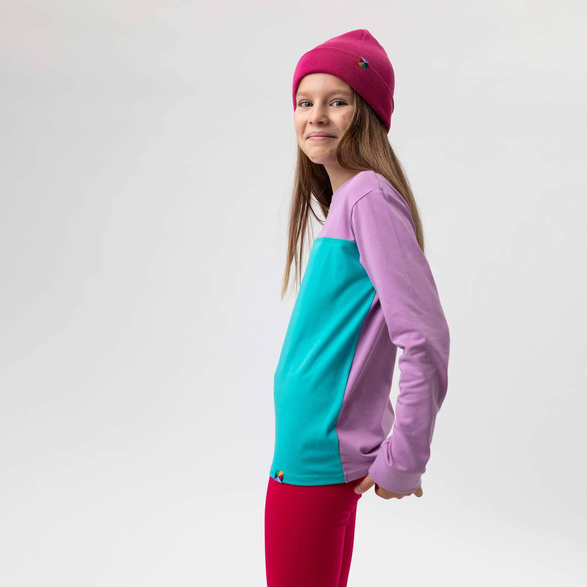 Pink fine knit merino wool cap kids