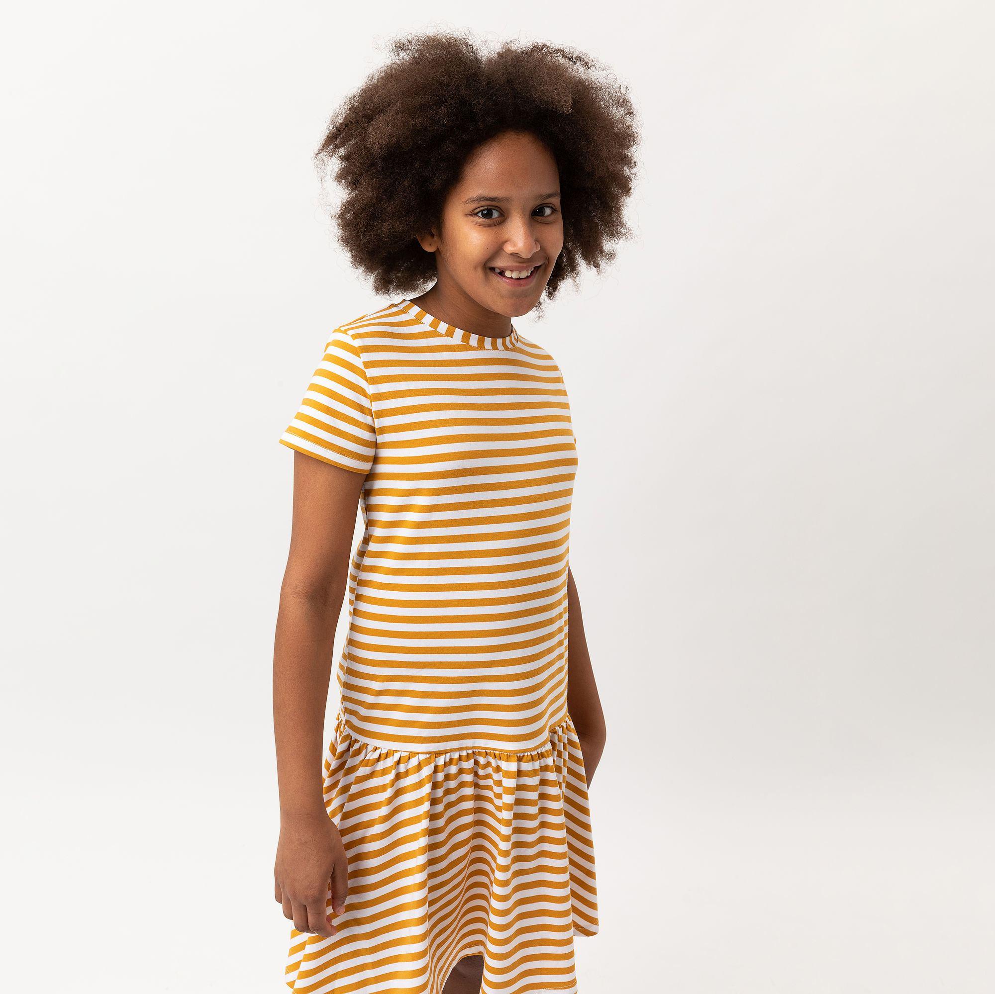 Mustard stripes frill dress Junior