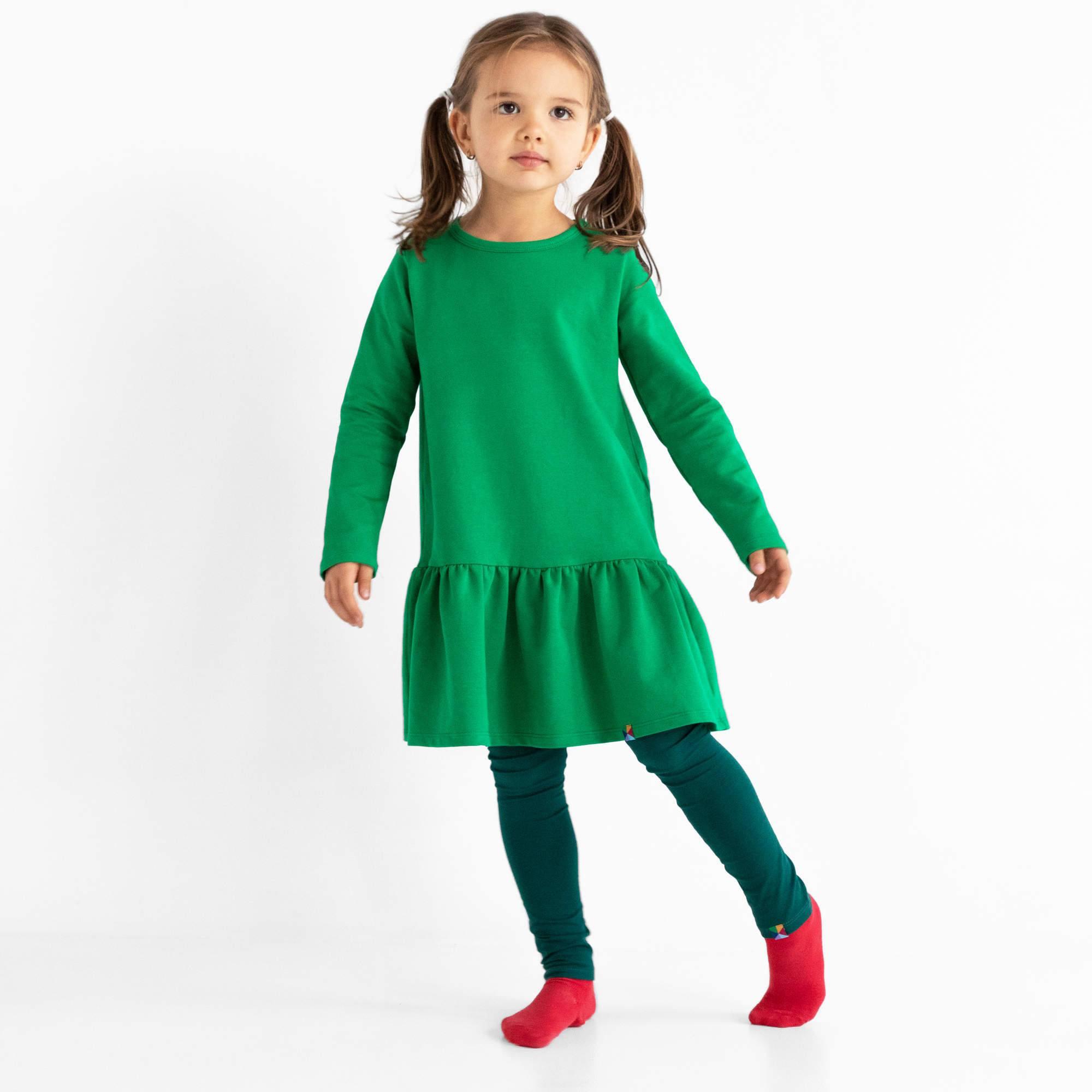 Green flared sweatshirt dress