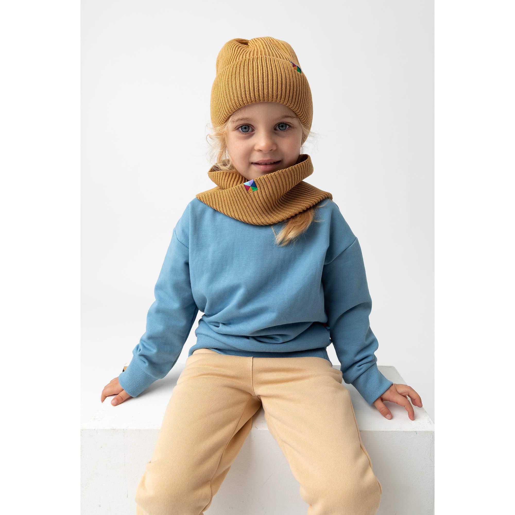 Mustard merino wool hat kids