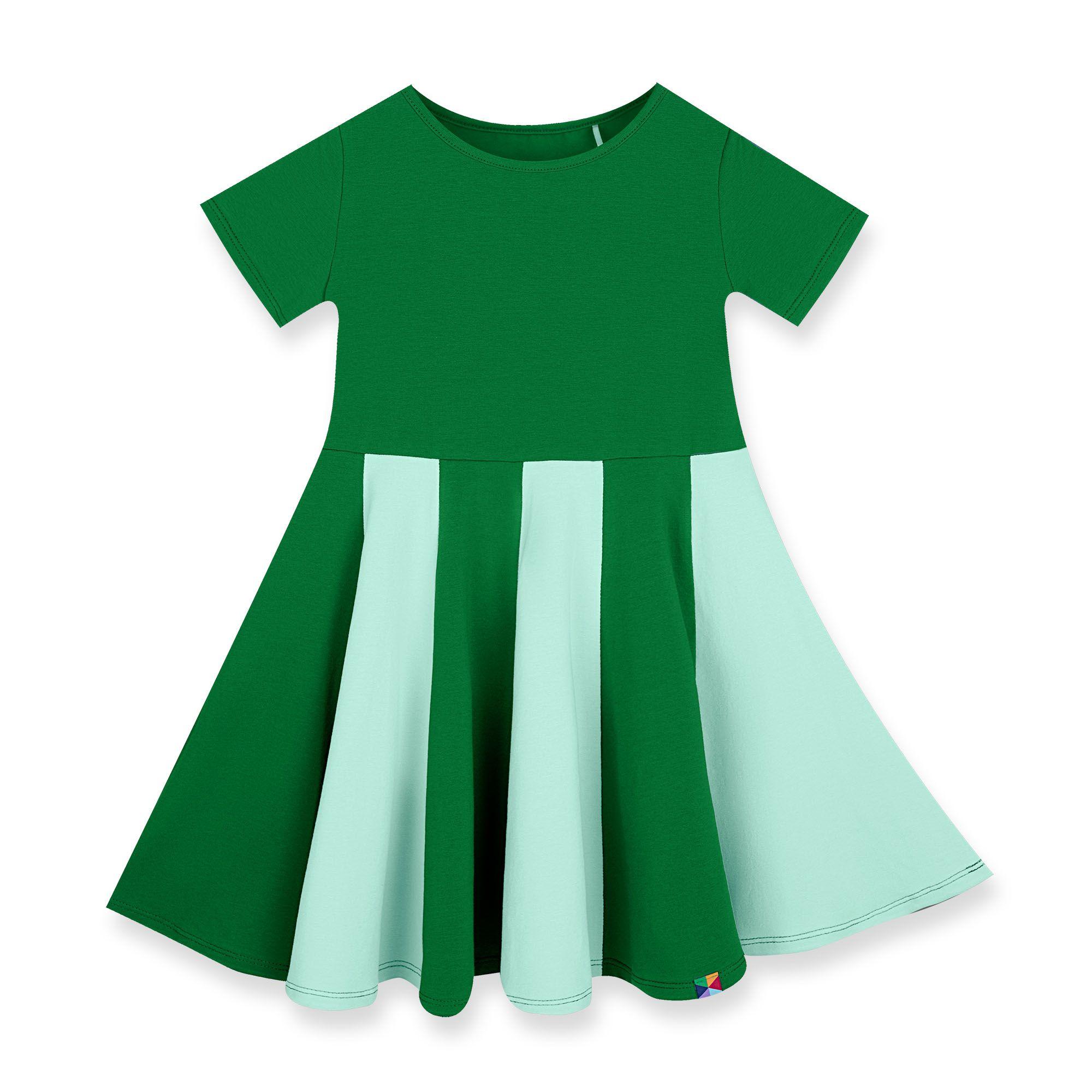 Green - mint short sleeve dress with colorful ruffle