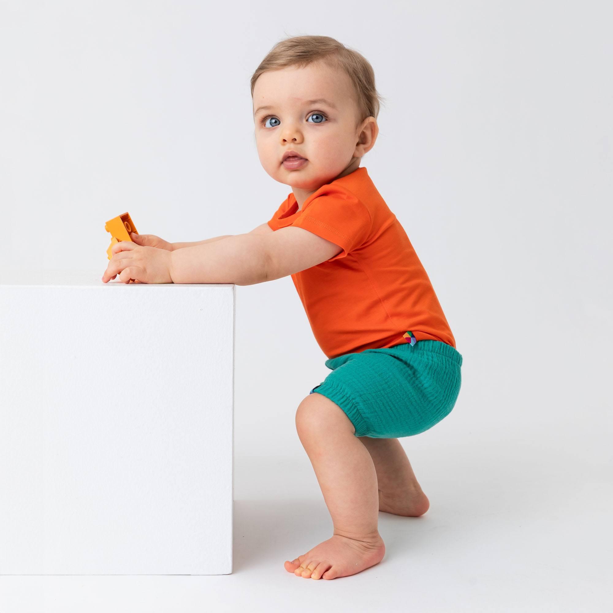 Orange short sleeve bodysuit