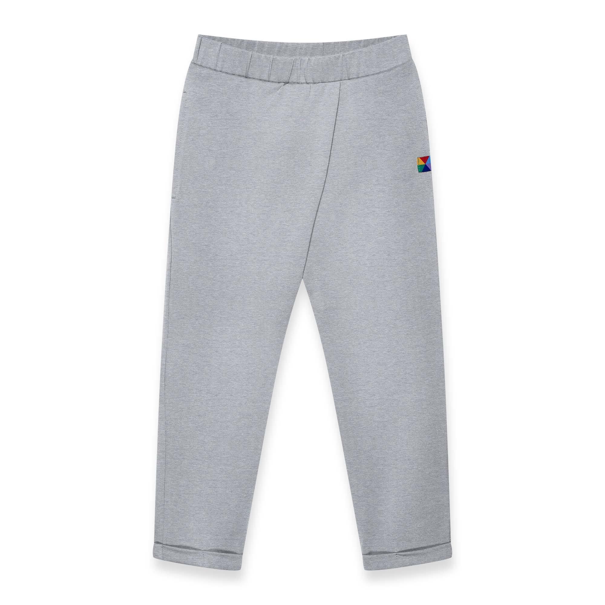 Grey melange pants with a pleat