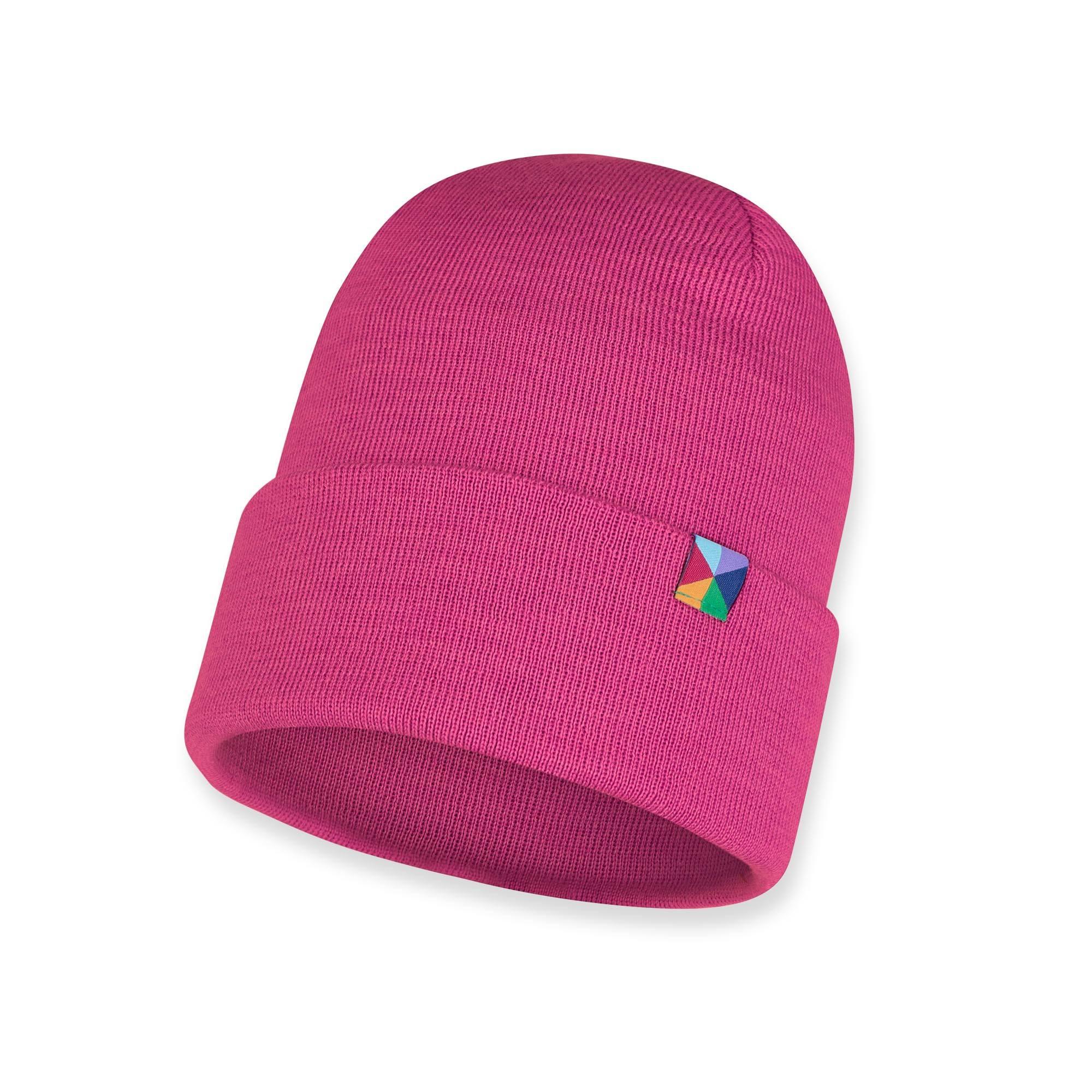 Pink fine knit merino wool cap kids