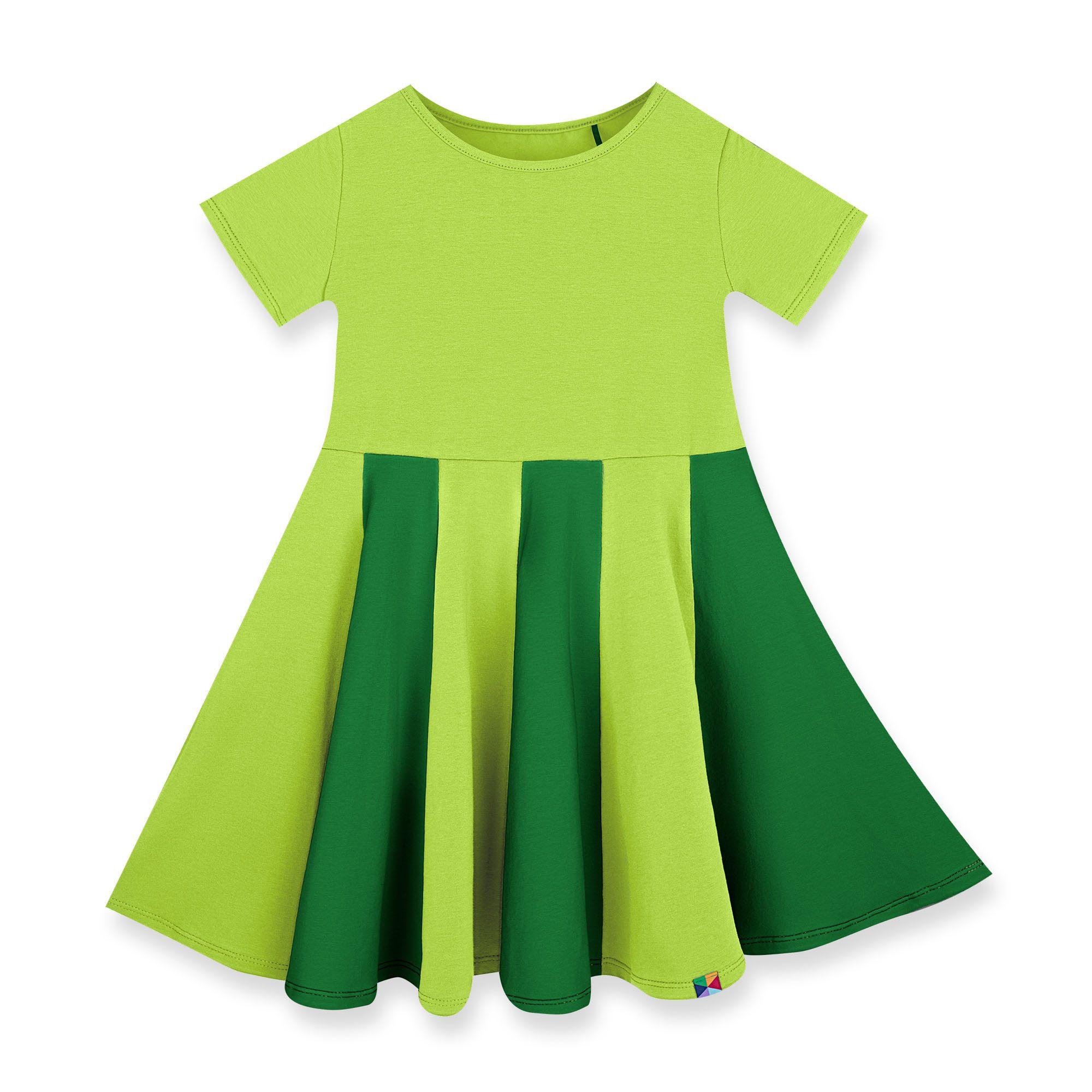 Lime - green short sleeve dress with colorful ruffle