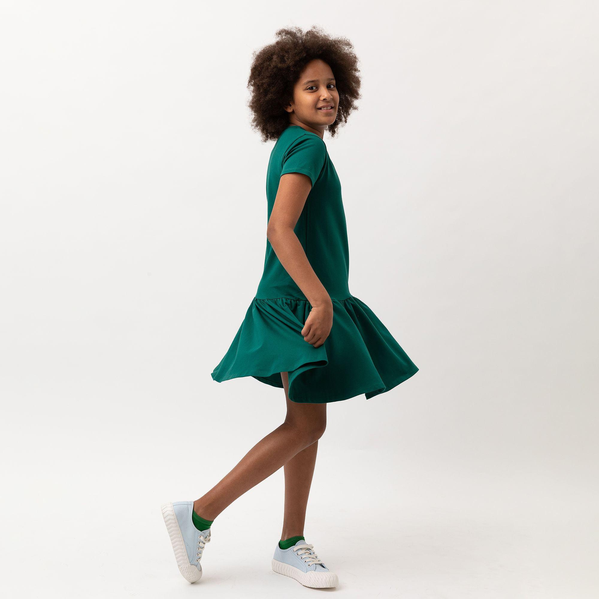 Bottle-green frill dress Junior