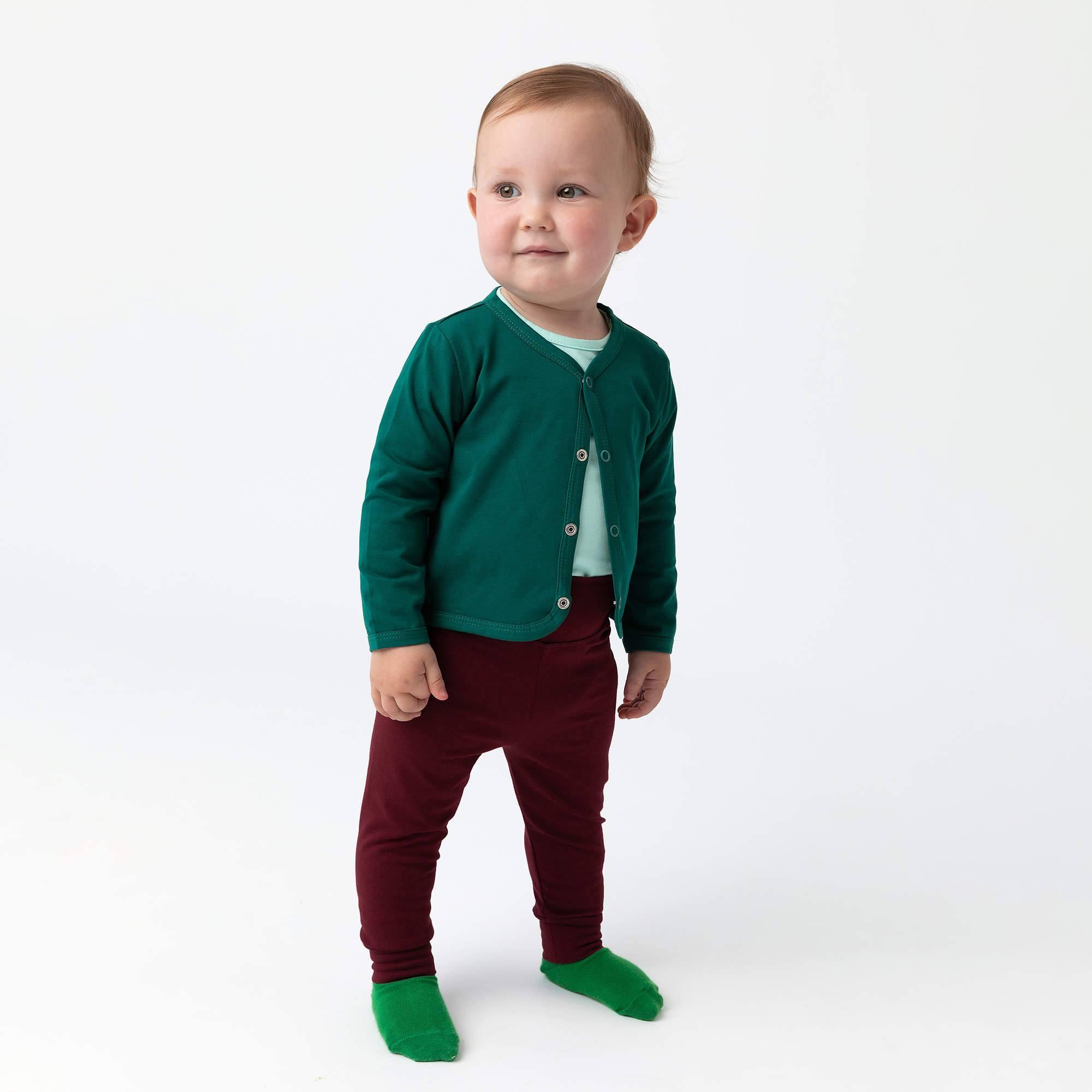 Bottle-green button-front cardigan