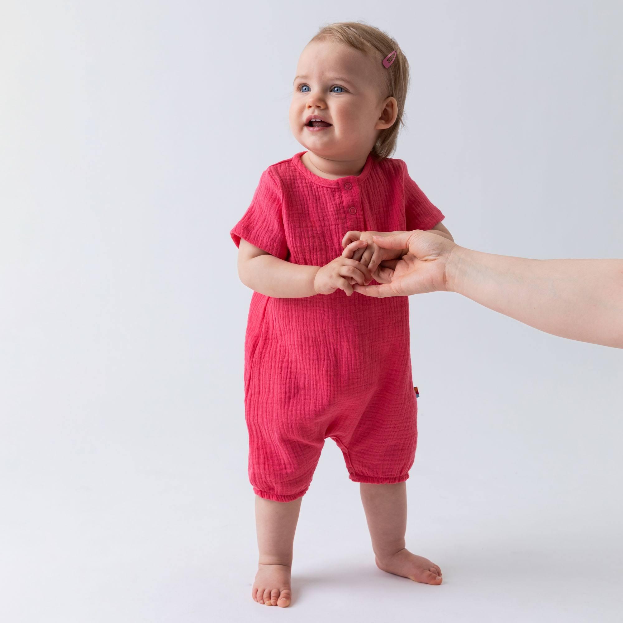 Coral muslin romper Baby