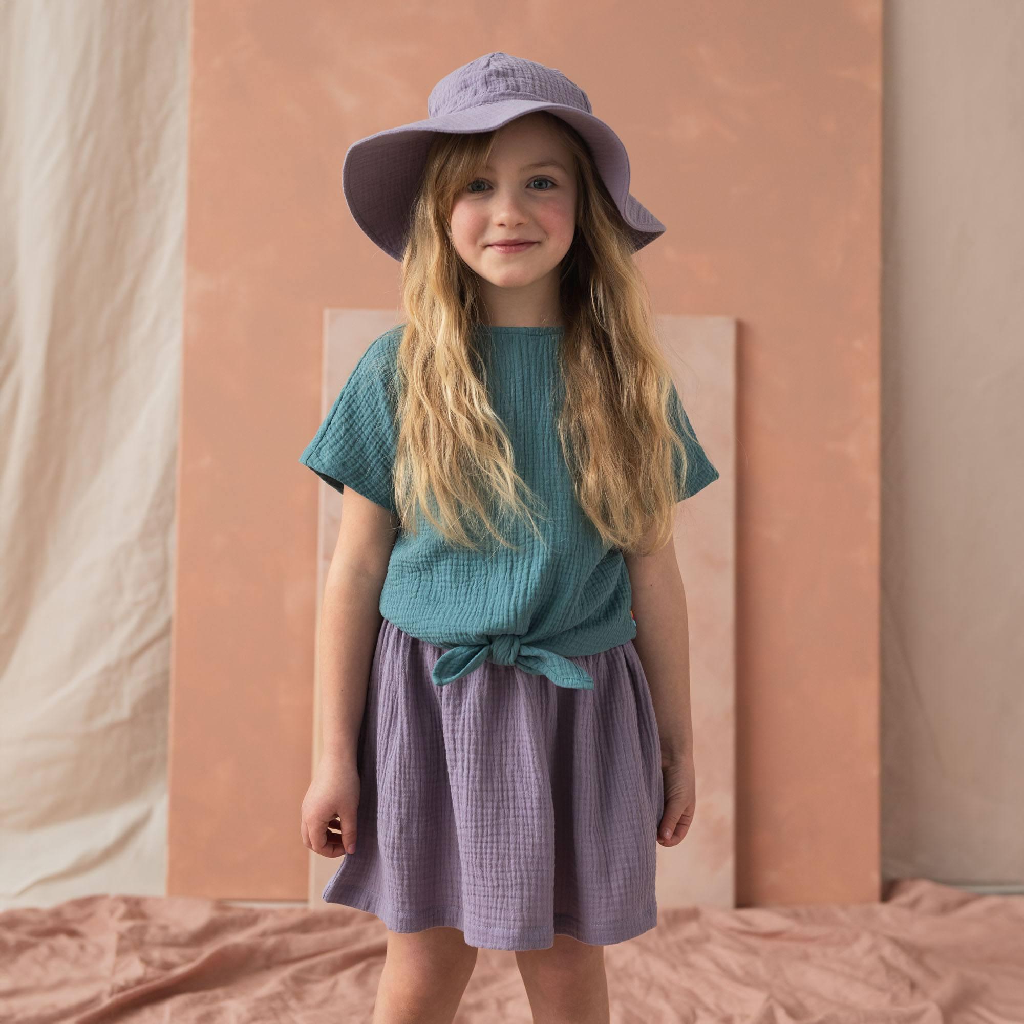 Heather muslin brimmed hat