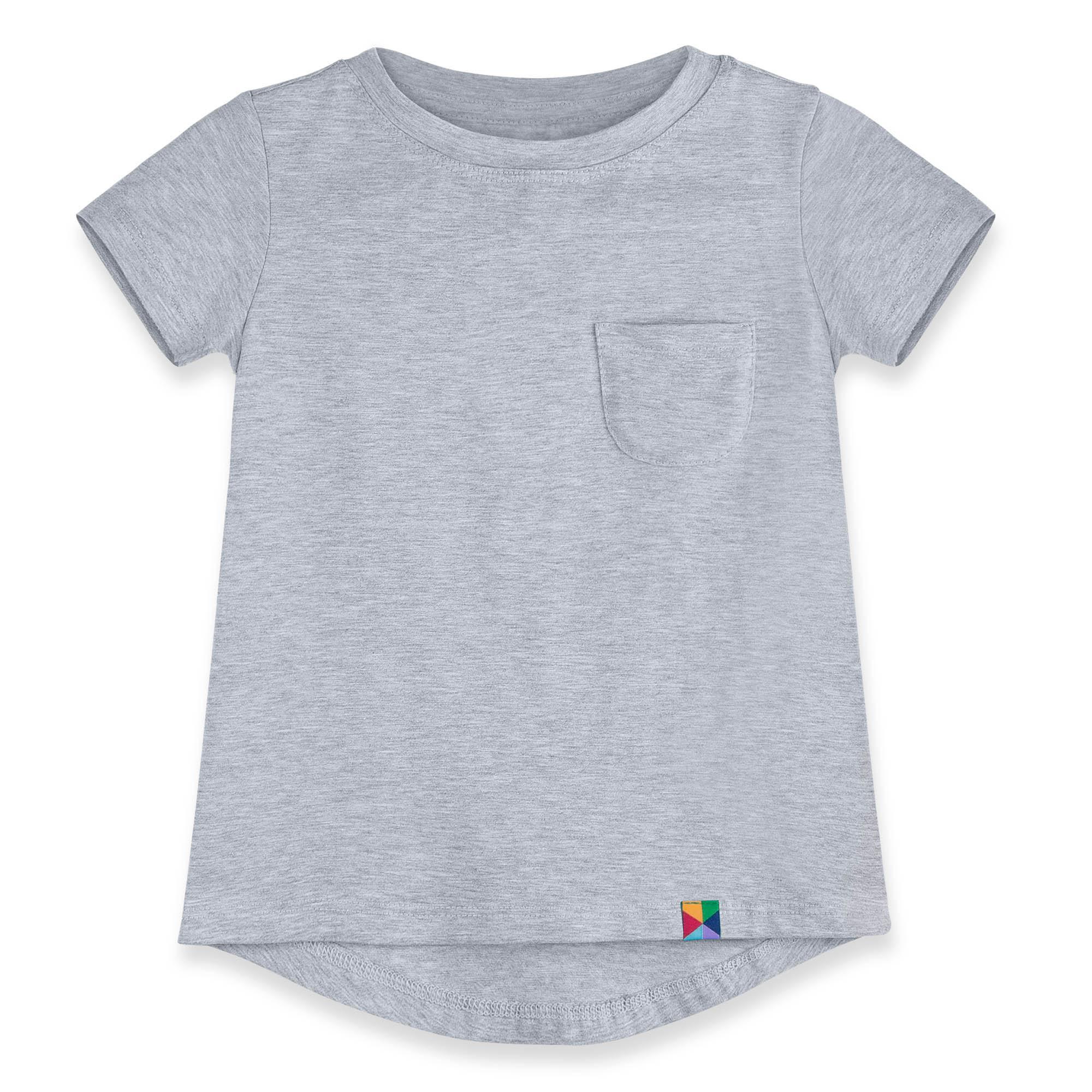 Grey melange T-shirt with a pocket Junior