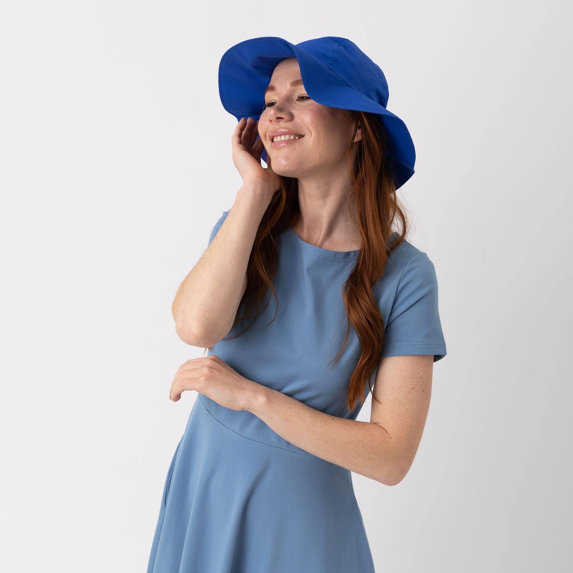 Blue wide brim hat Women