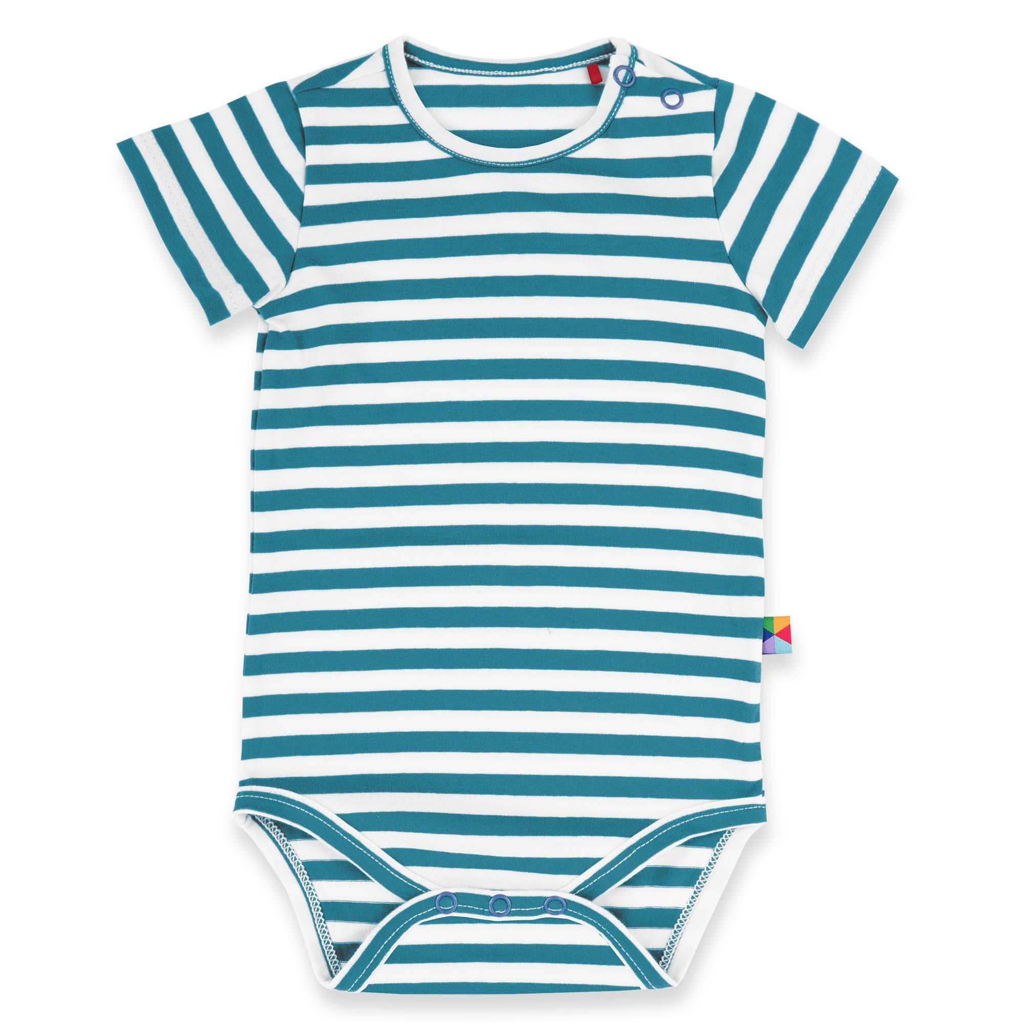 Turquoise stripes short sleeve bodysuit