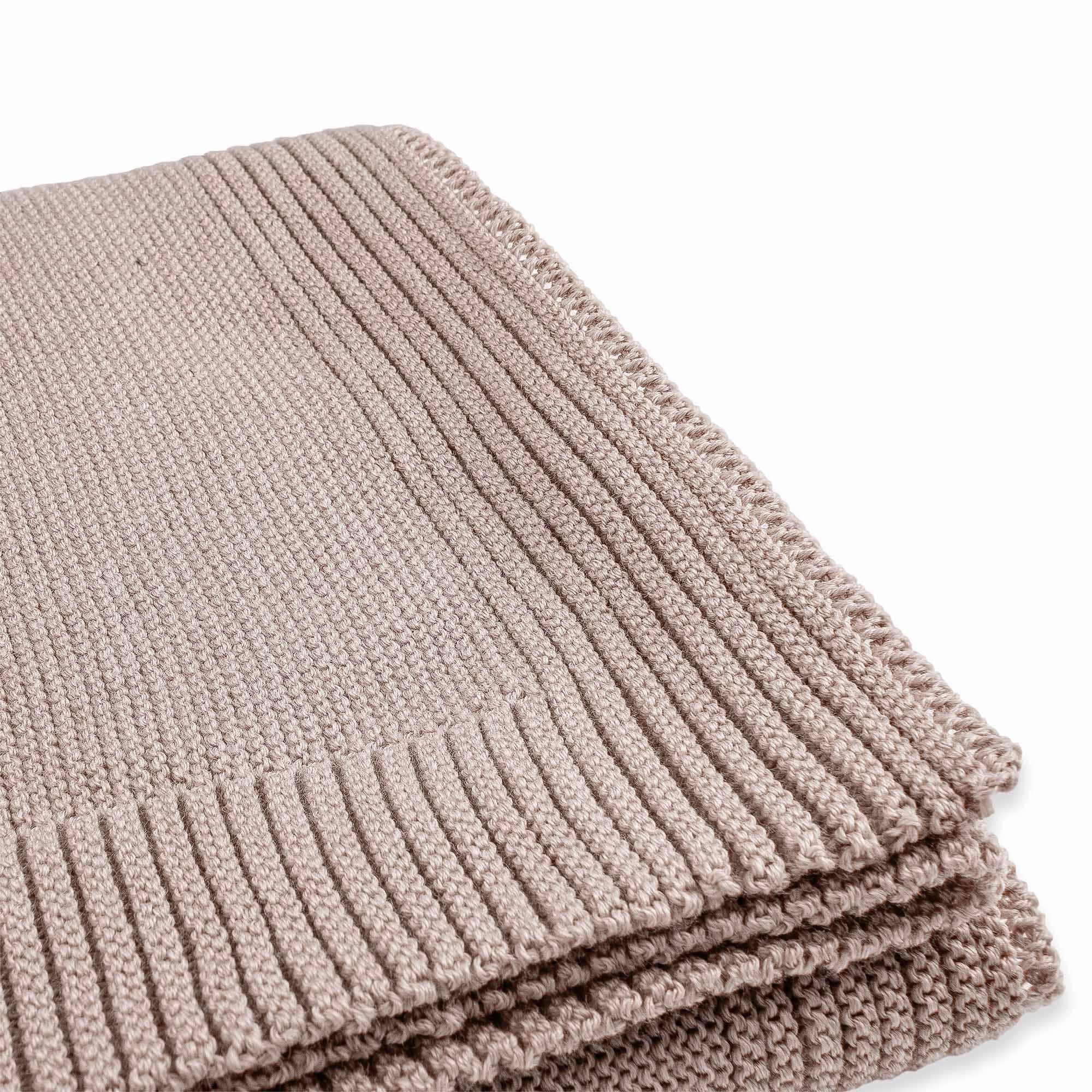 Beige merino wool knitted blanket