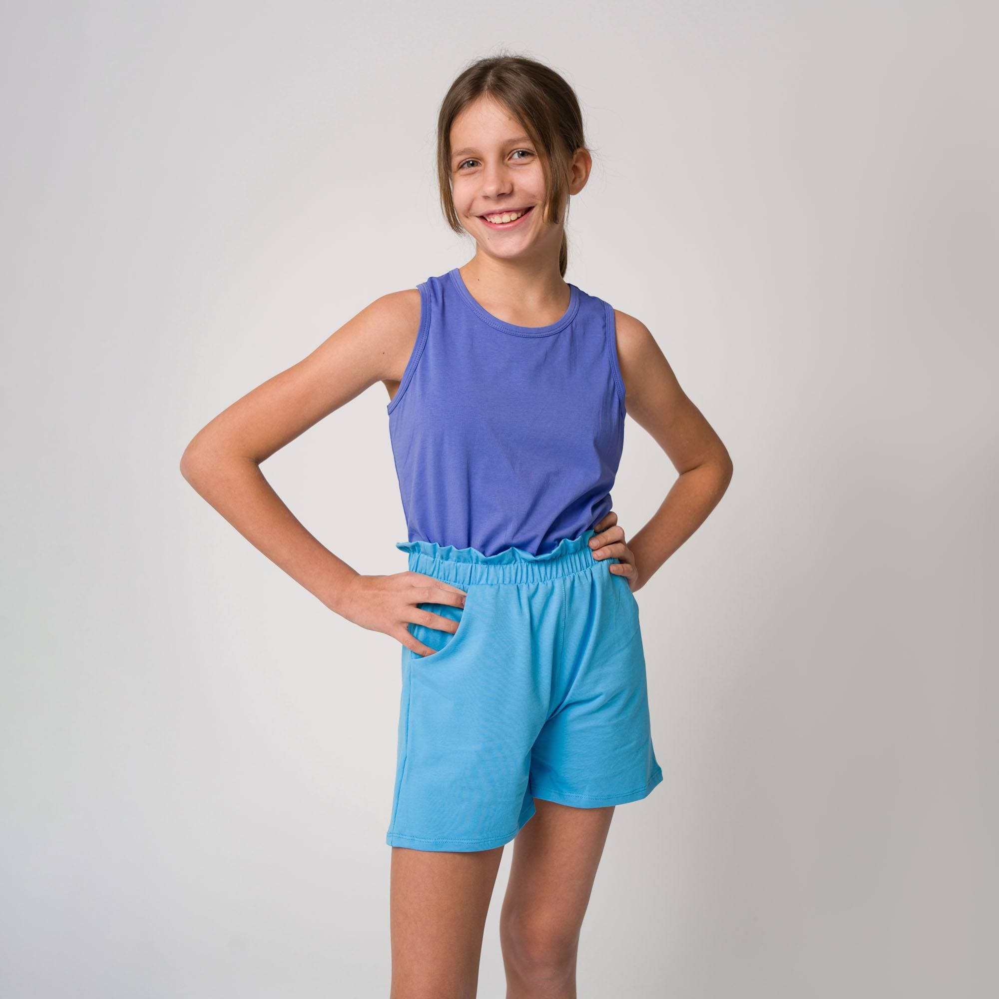Pastel blue loose cut shorts Junior