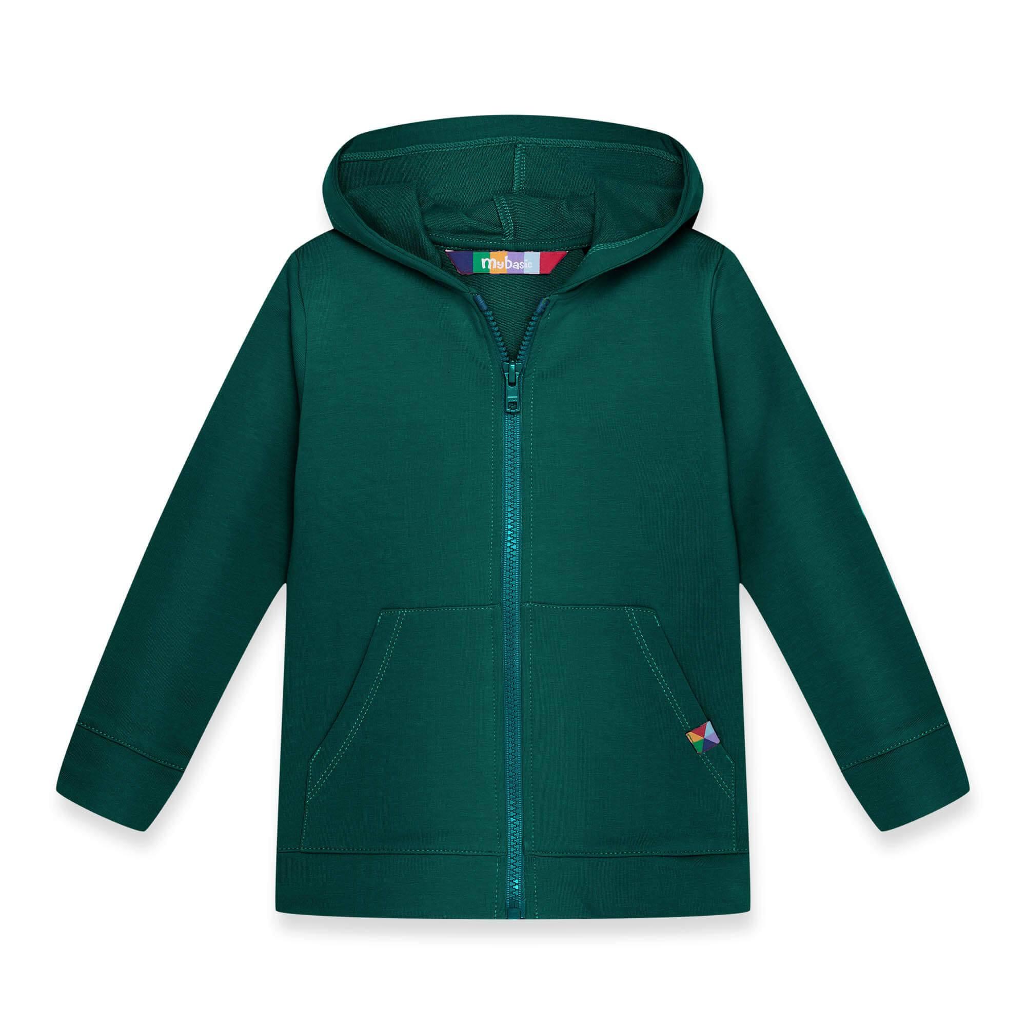 Bottle-green zip-up hoodie