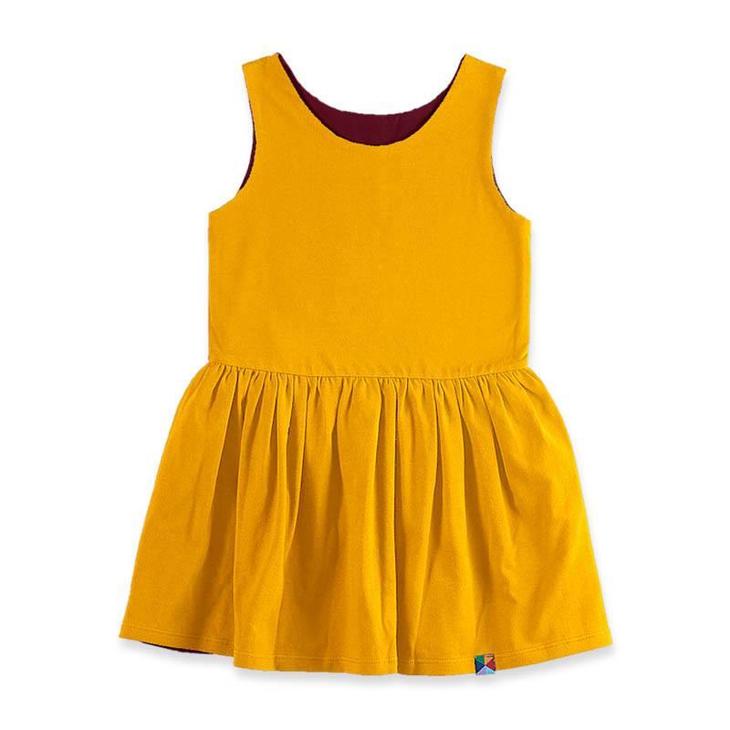 Mustard - burgundy reversible dress