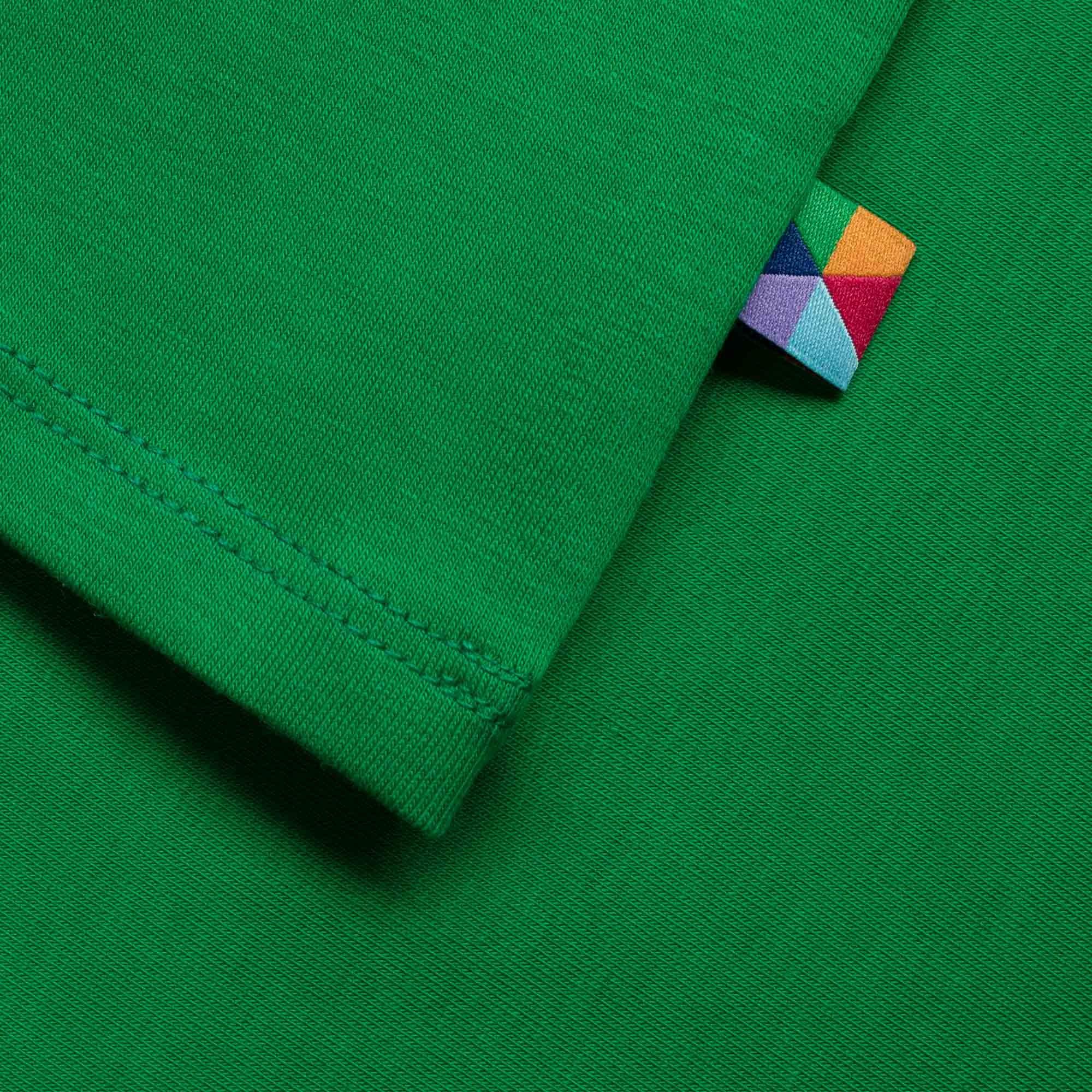 Green round neck button-up shirt