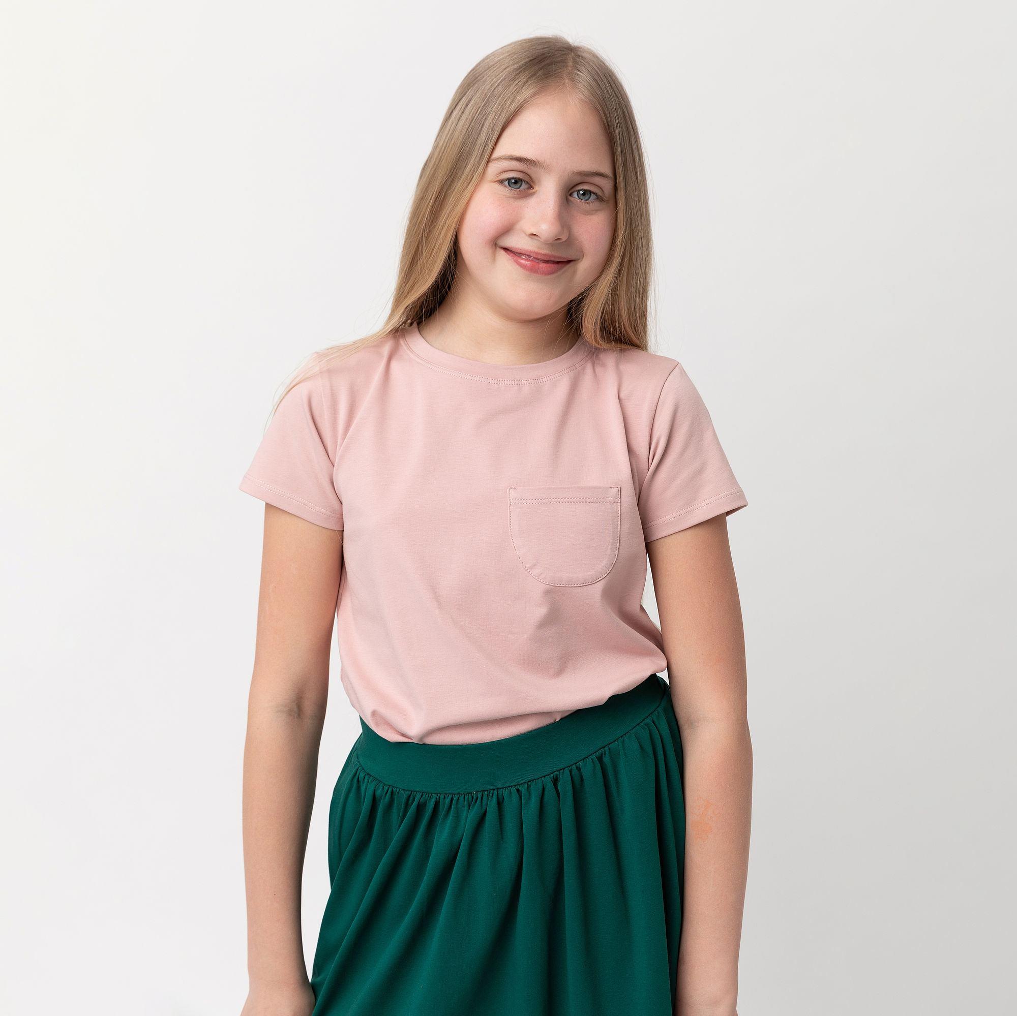 Pastel pink T-shirt with a pocket Junior