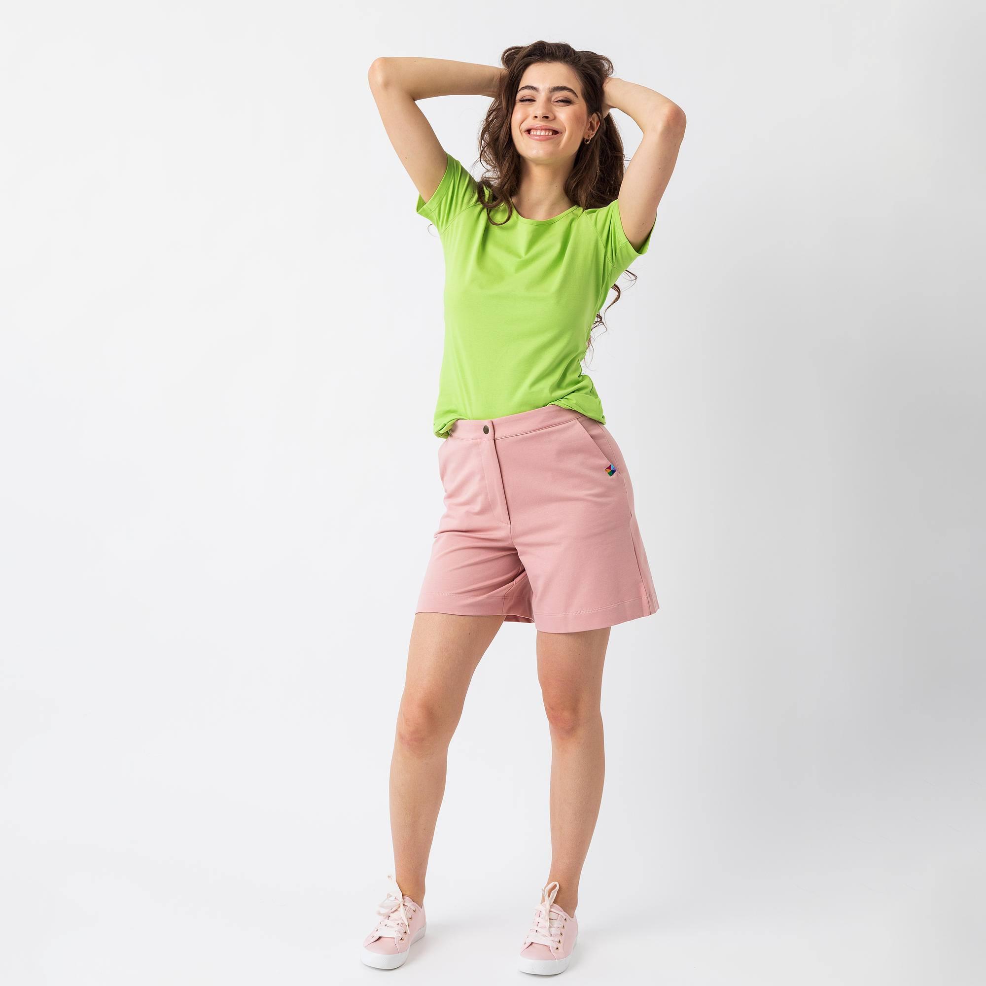 Pastel pink zippered bermuda shorts Women