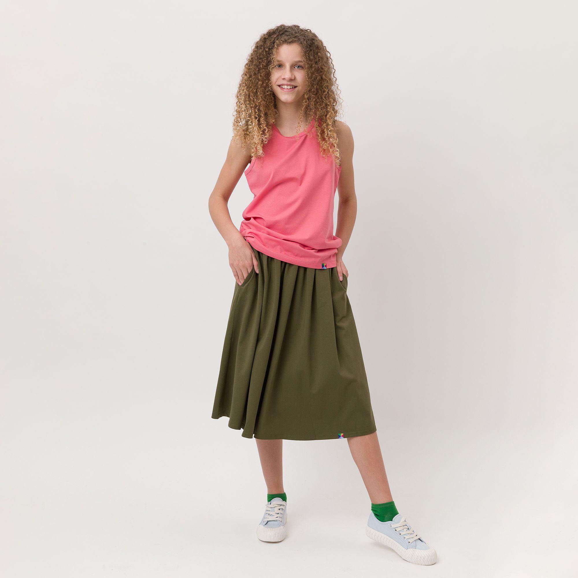 Khaki midi skirt with pockets Junior