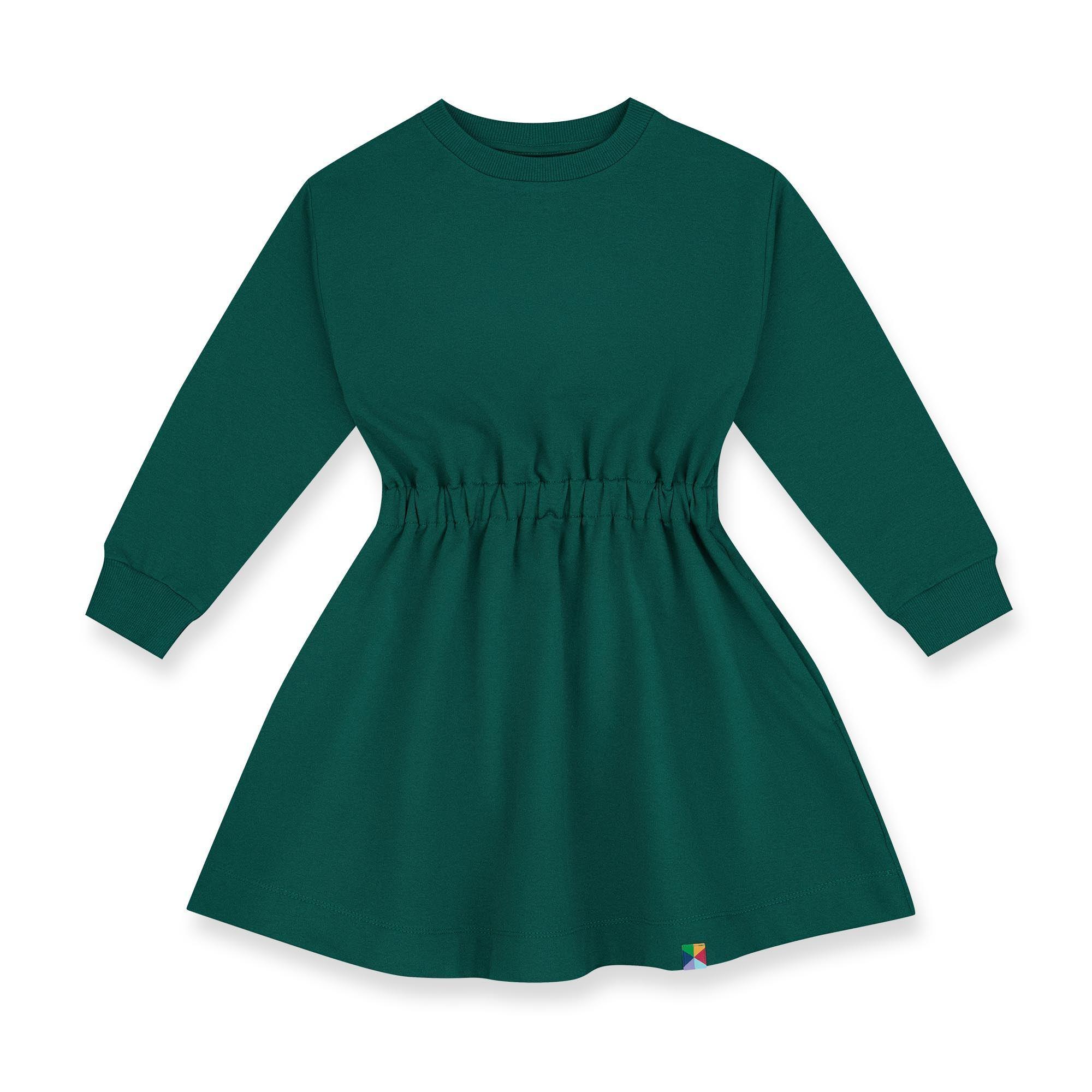 Bottle-green fleece longsleeve dress