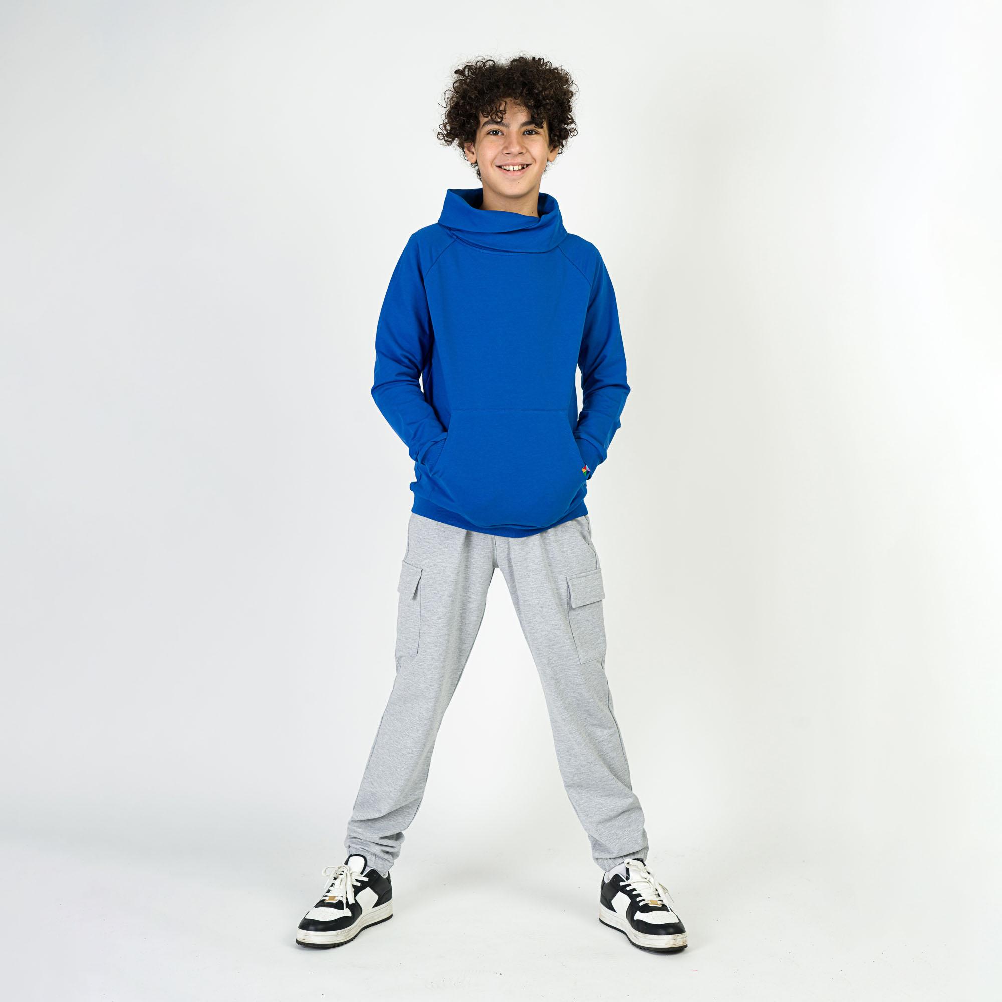 Blue funnel neck pullover sweatshirt Junior