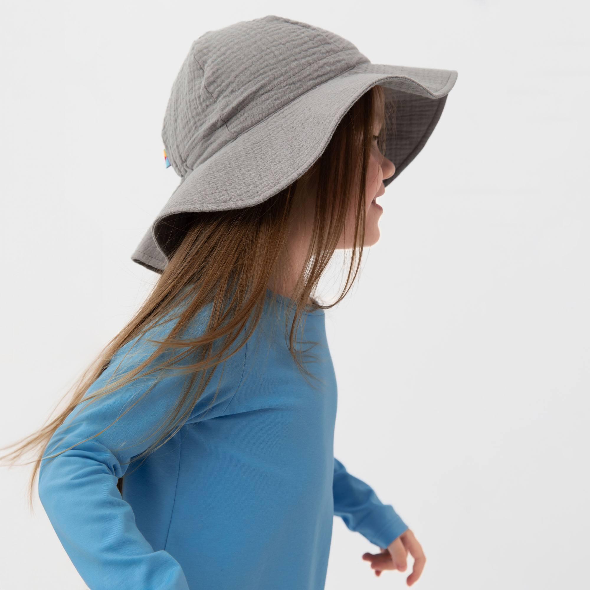 Grey muslin brimmed hat