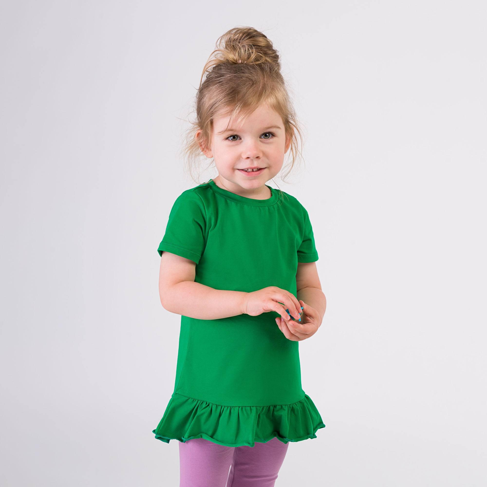 Green ruffle short sleeve blouse