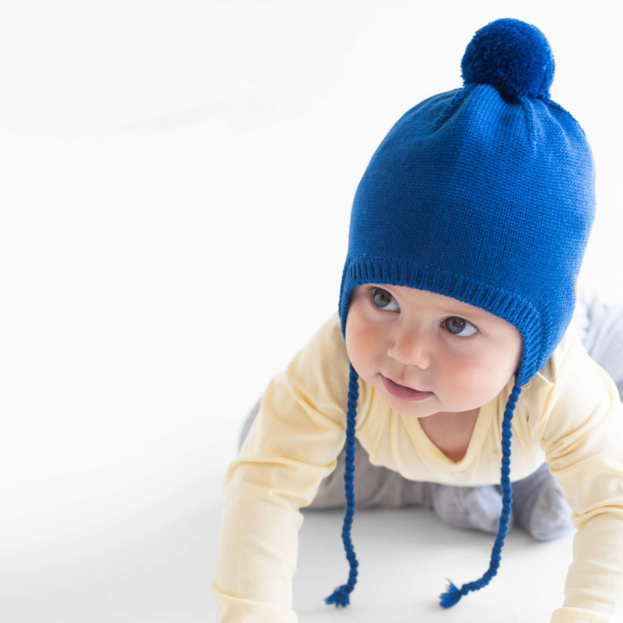 Blue merino wool hat Baby