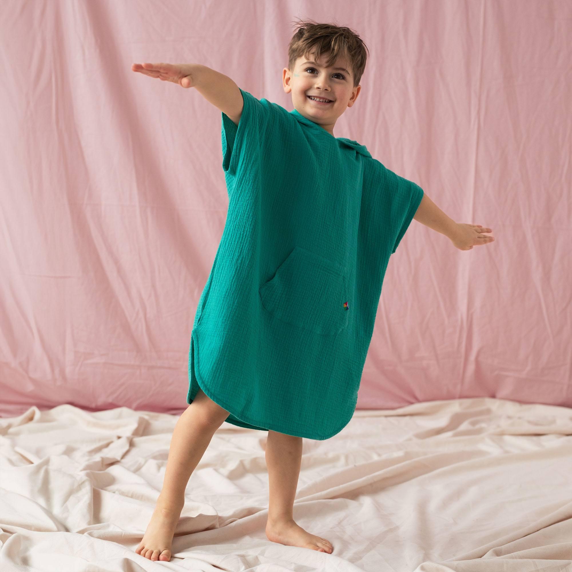 Turquoise muslin poncho