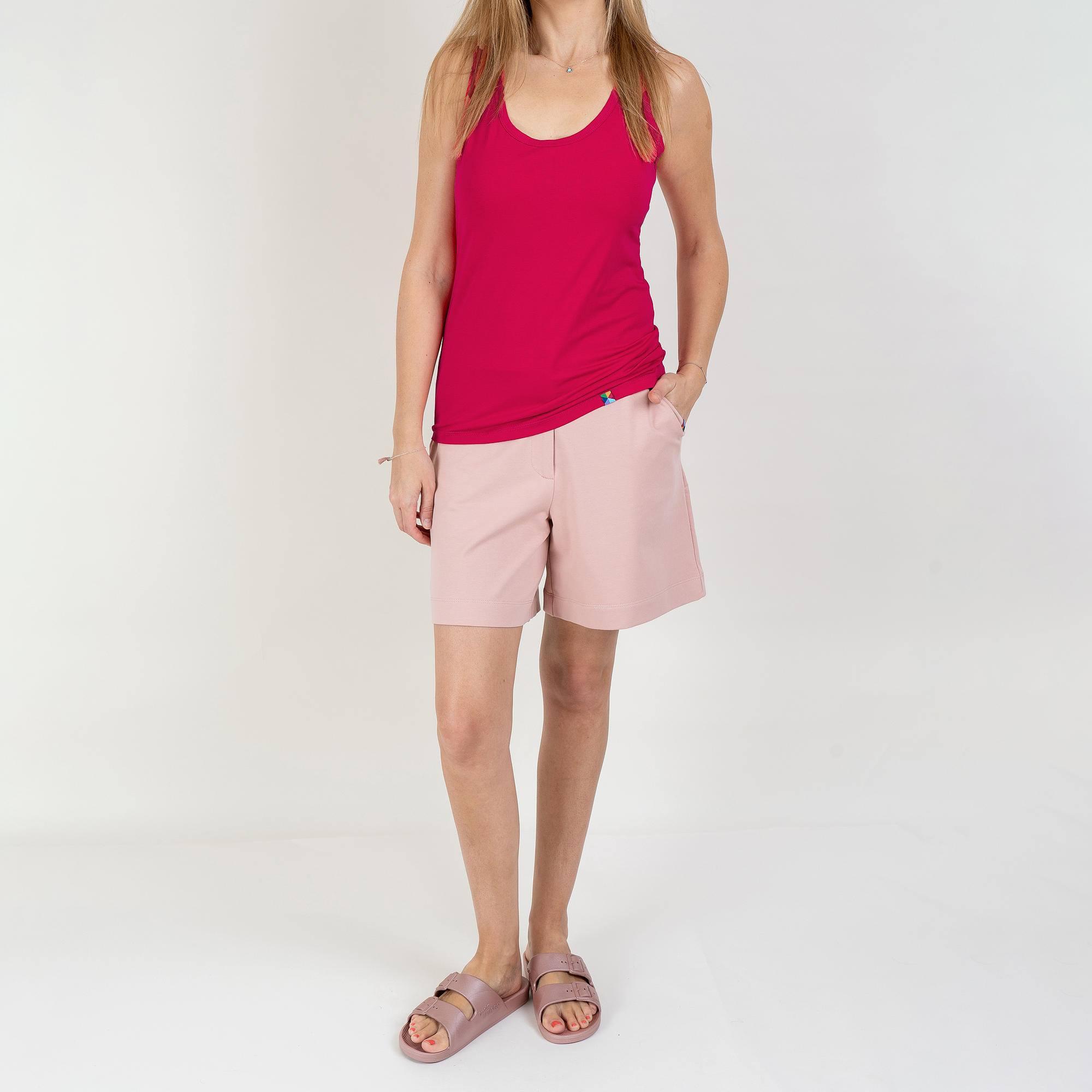 Pastel pink zippered bermuda shorts Women