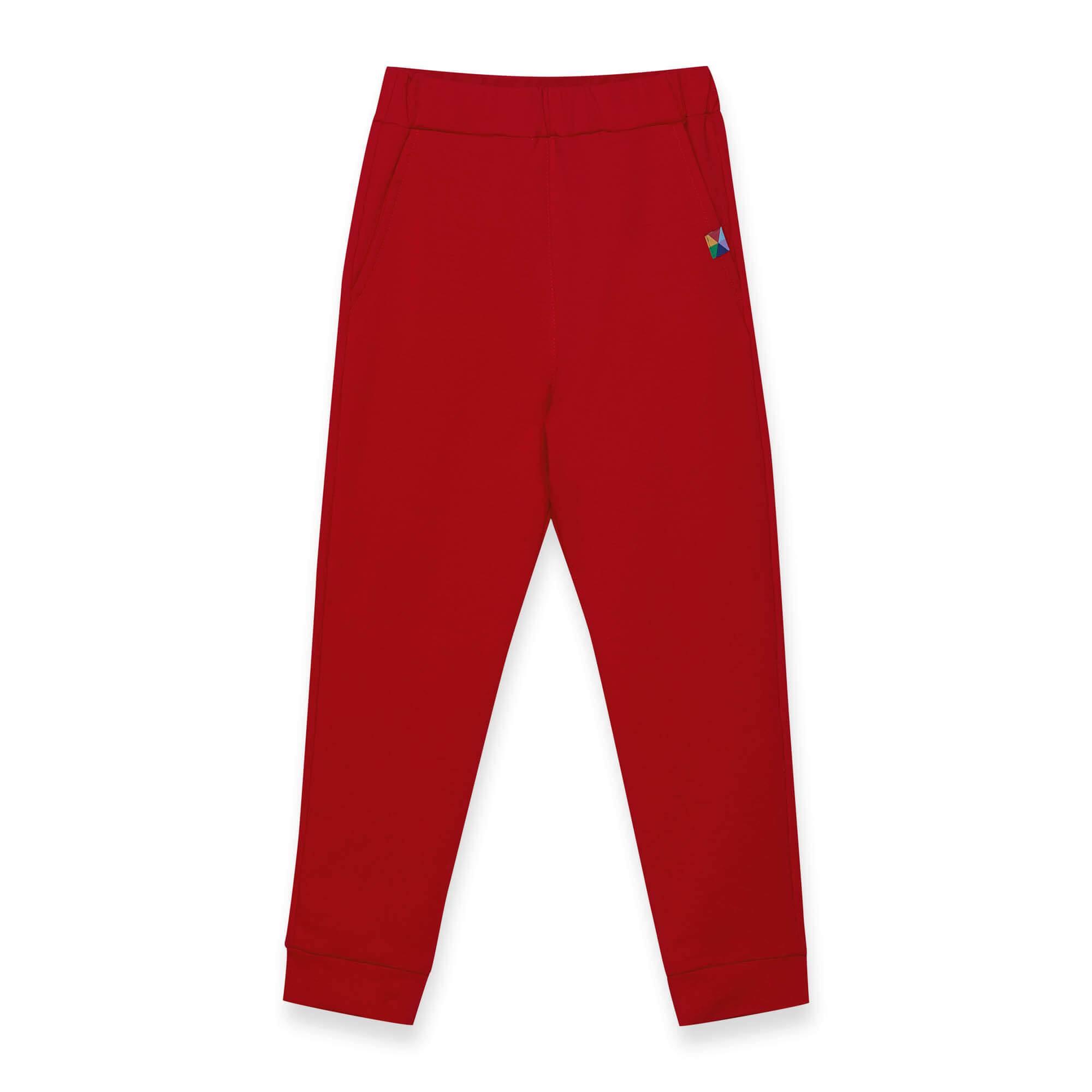 Red joggers with a back pocket