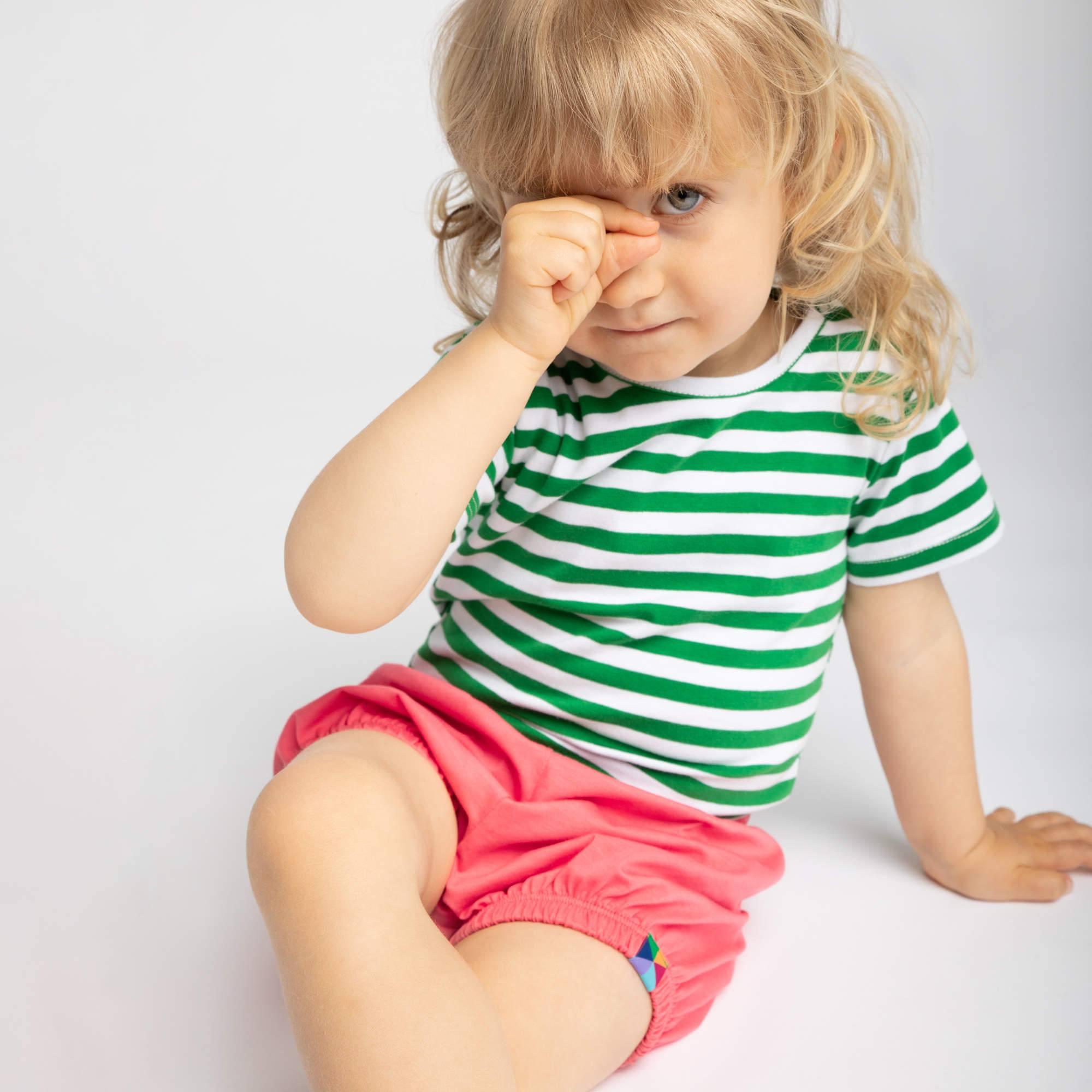 Green stripes short sleeve bodysuit