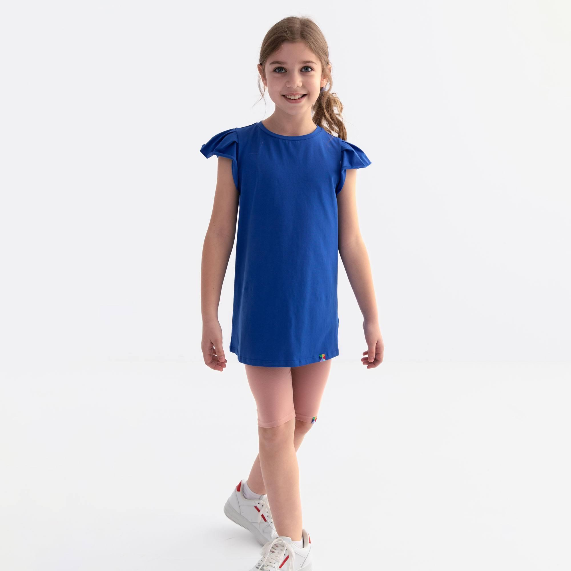 Blue short butterfly sleeve tunic