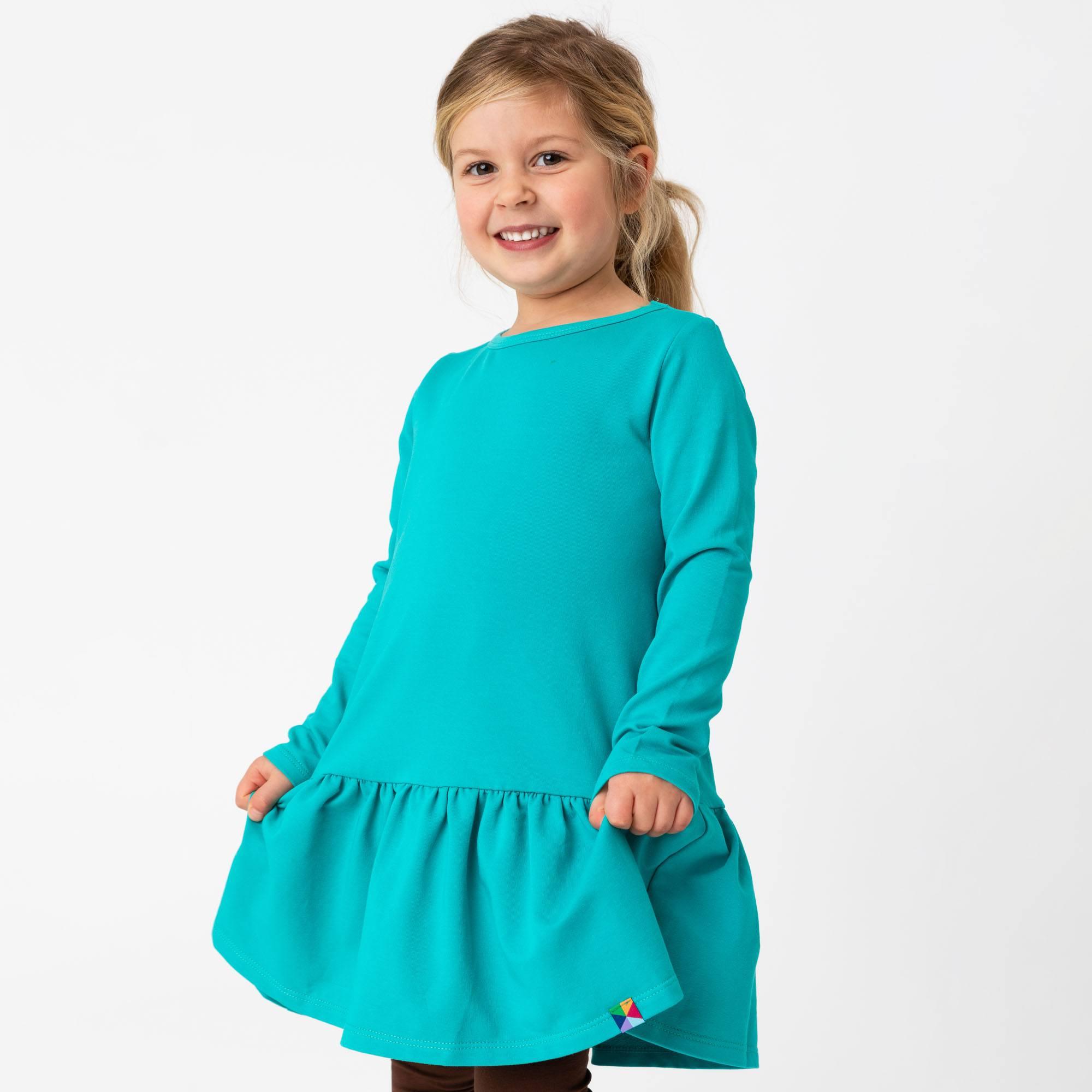 Turquoise flared sweatshirt dress