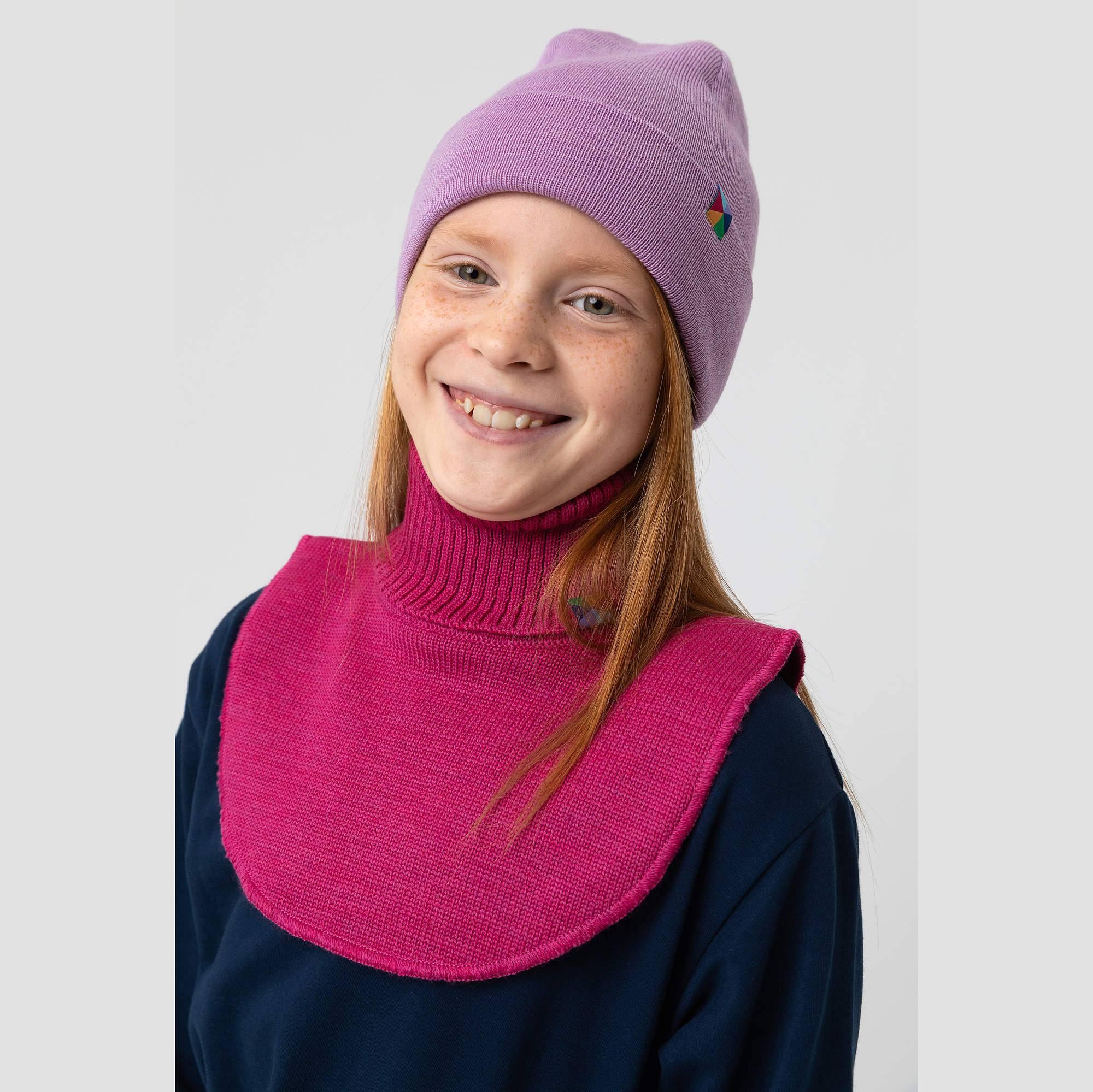 Pink merino wool neck warmer kids