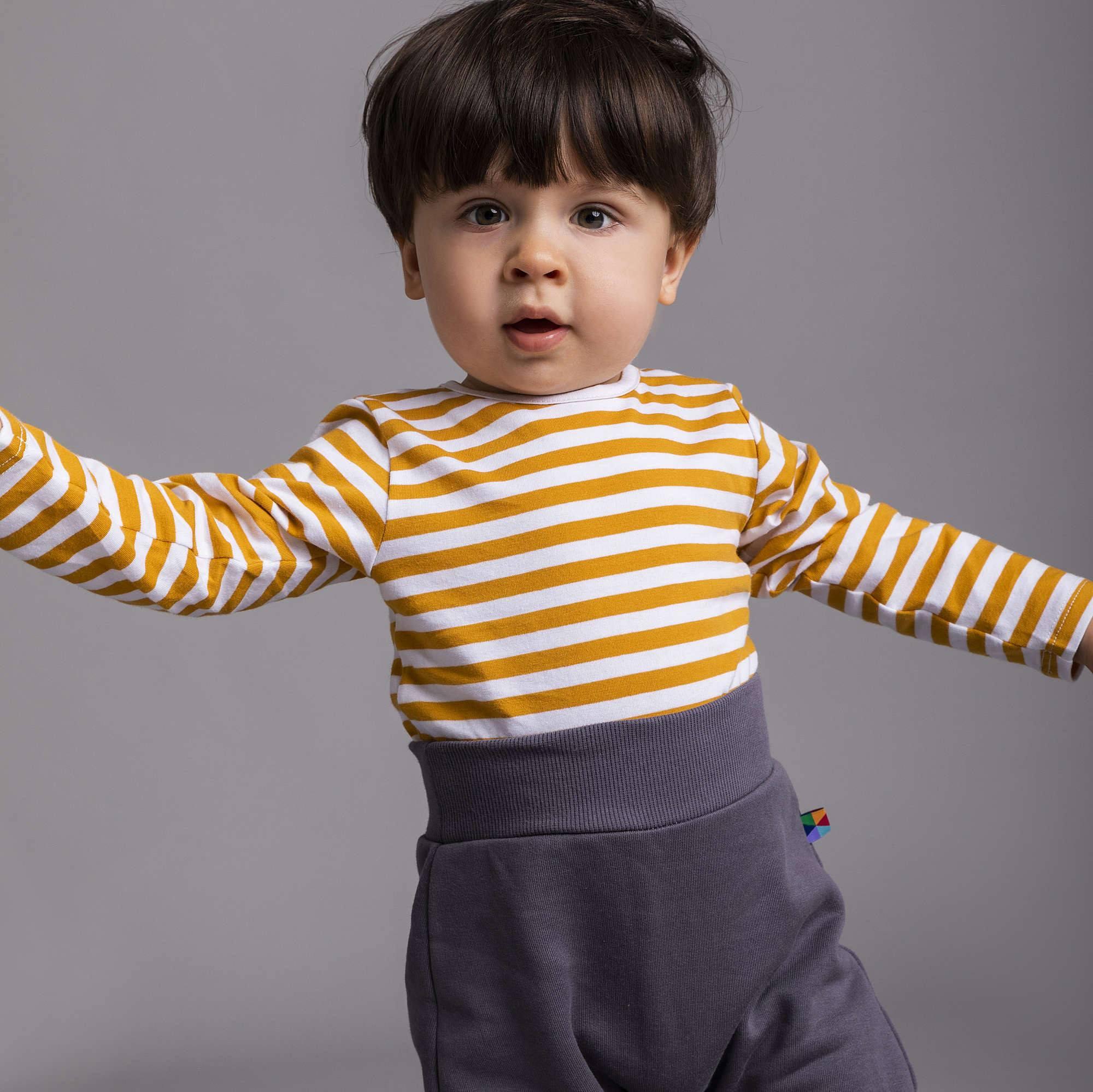 Mustard stripes long sleeve bodysuit