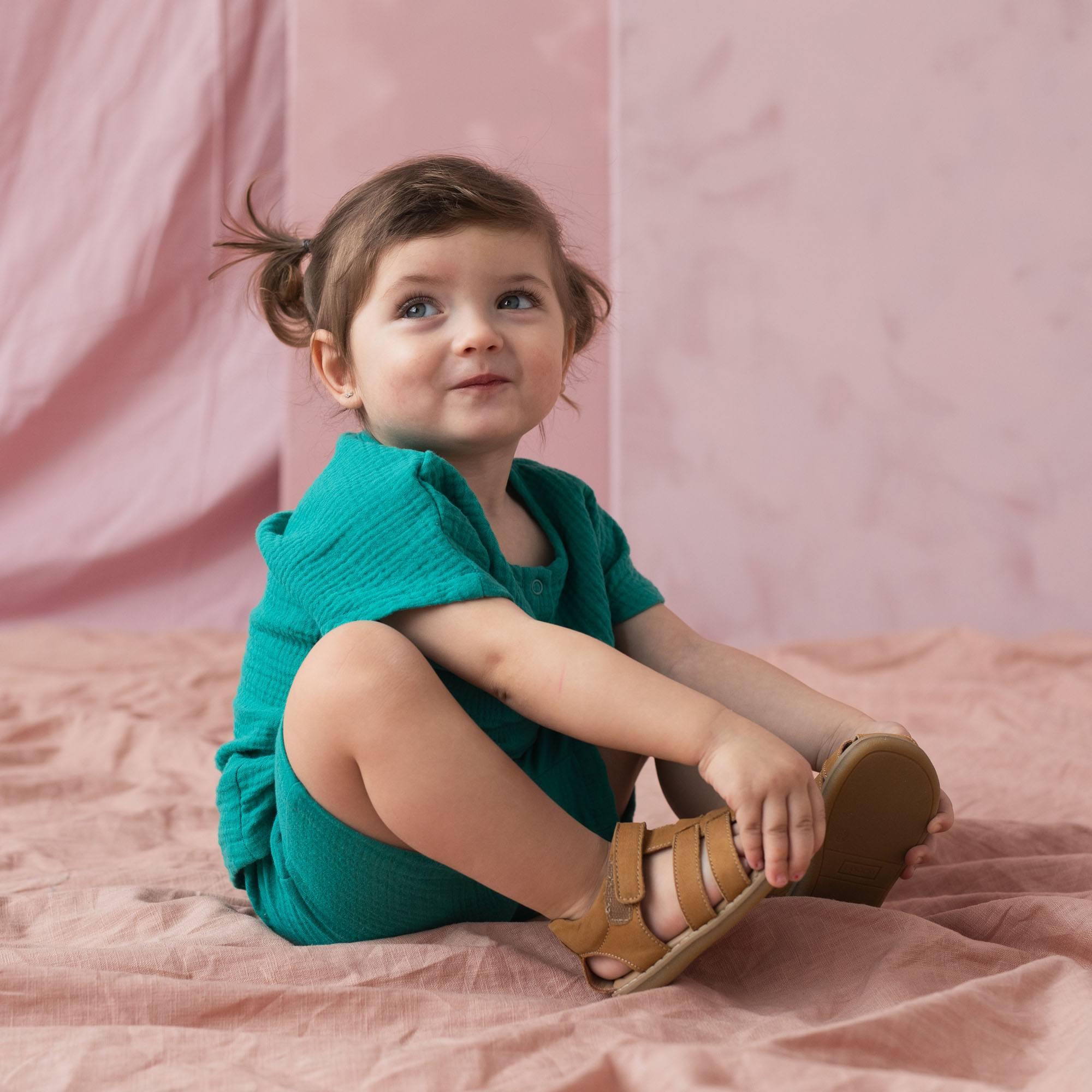 Turquoise muslin shorts Baby