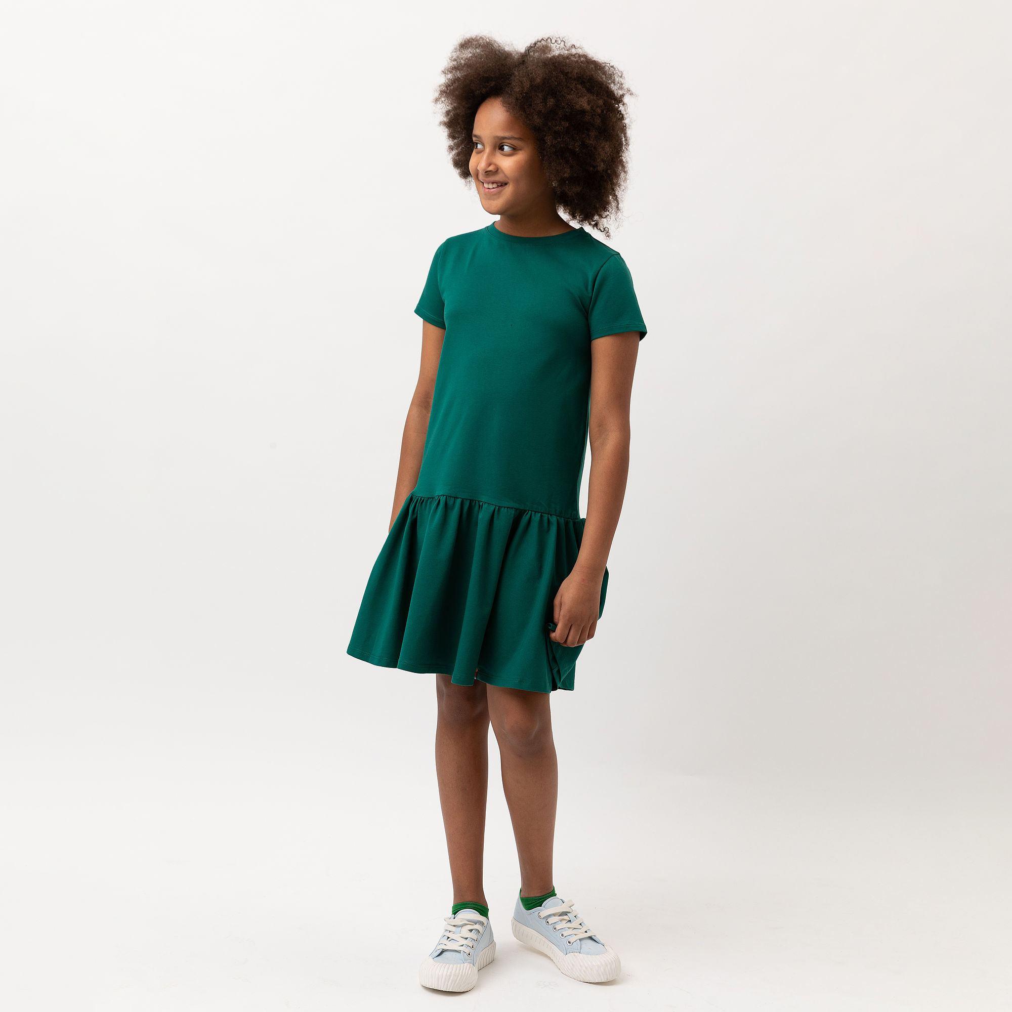 Bottle-green frill dress Junior