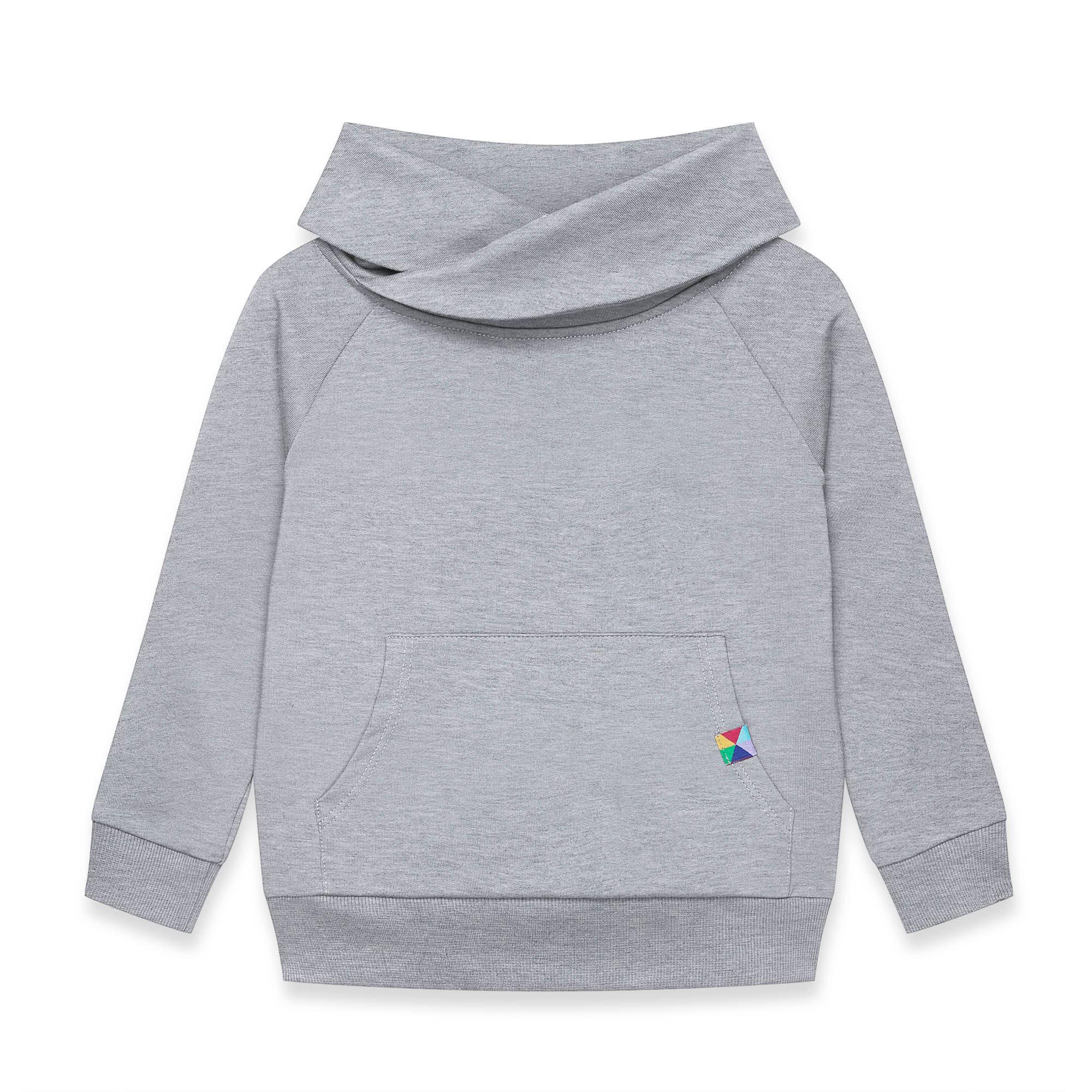 Grey melange funnel neck pullover sweatshirt