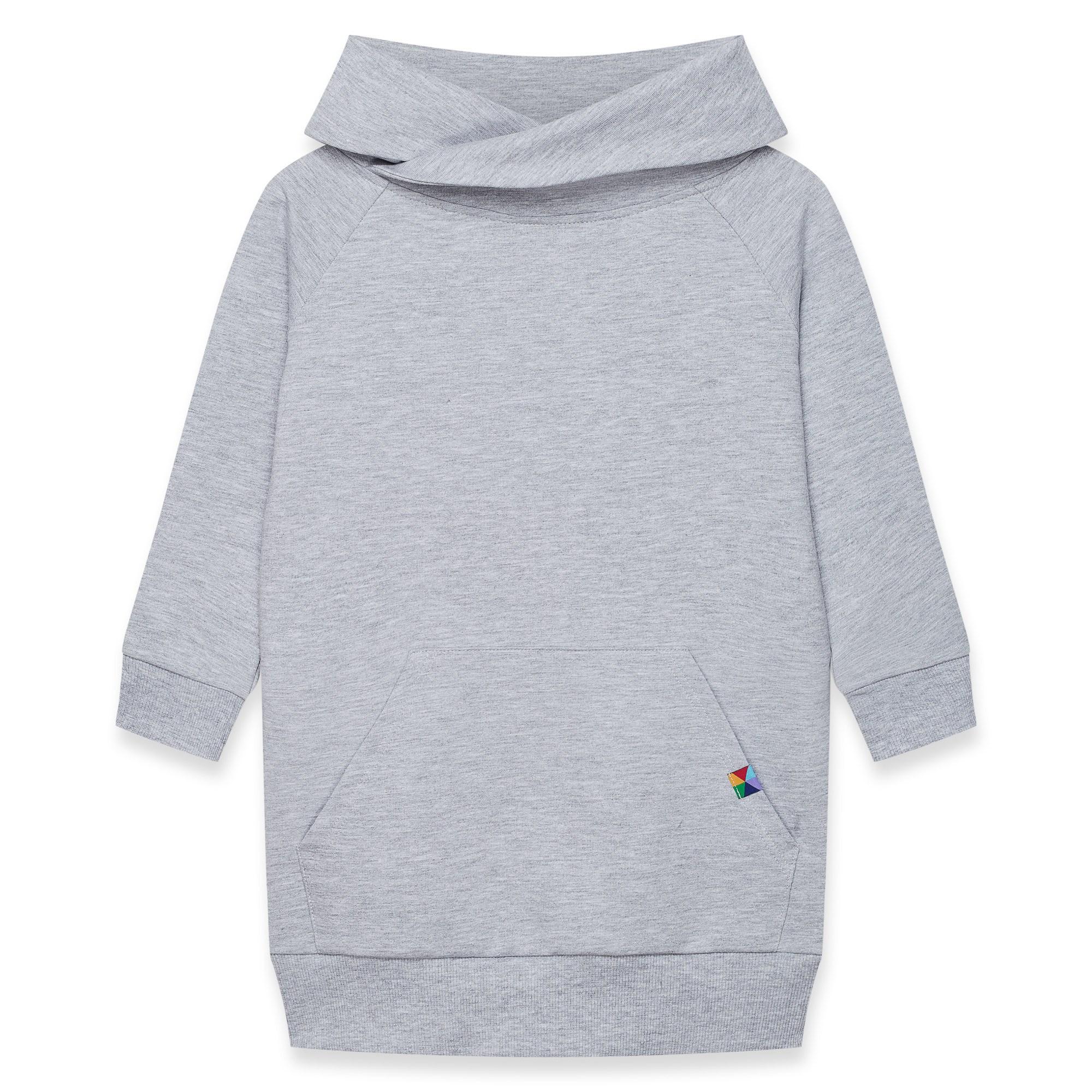 Grey melange long funnel neck pullover sweatshirt